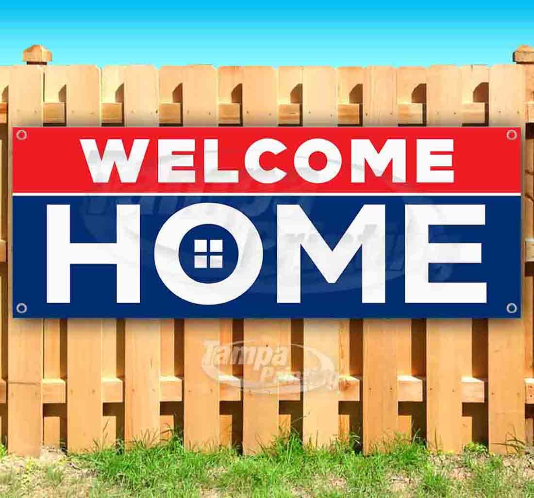 13 oz Heavy-Duty Vinyl Welcome Home Banner - Single-Sided with Metal Grommets | Durable Non-Fabric Decoration for Parties, Reunions & Military Homecomings