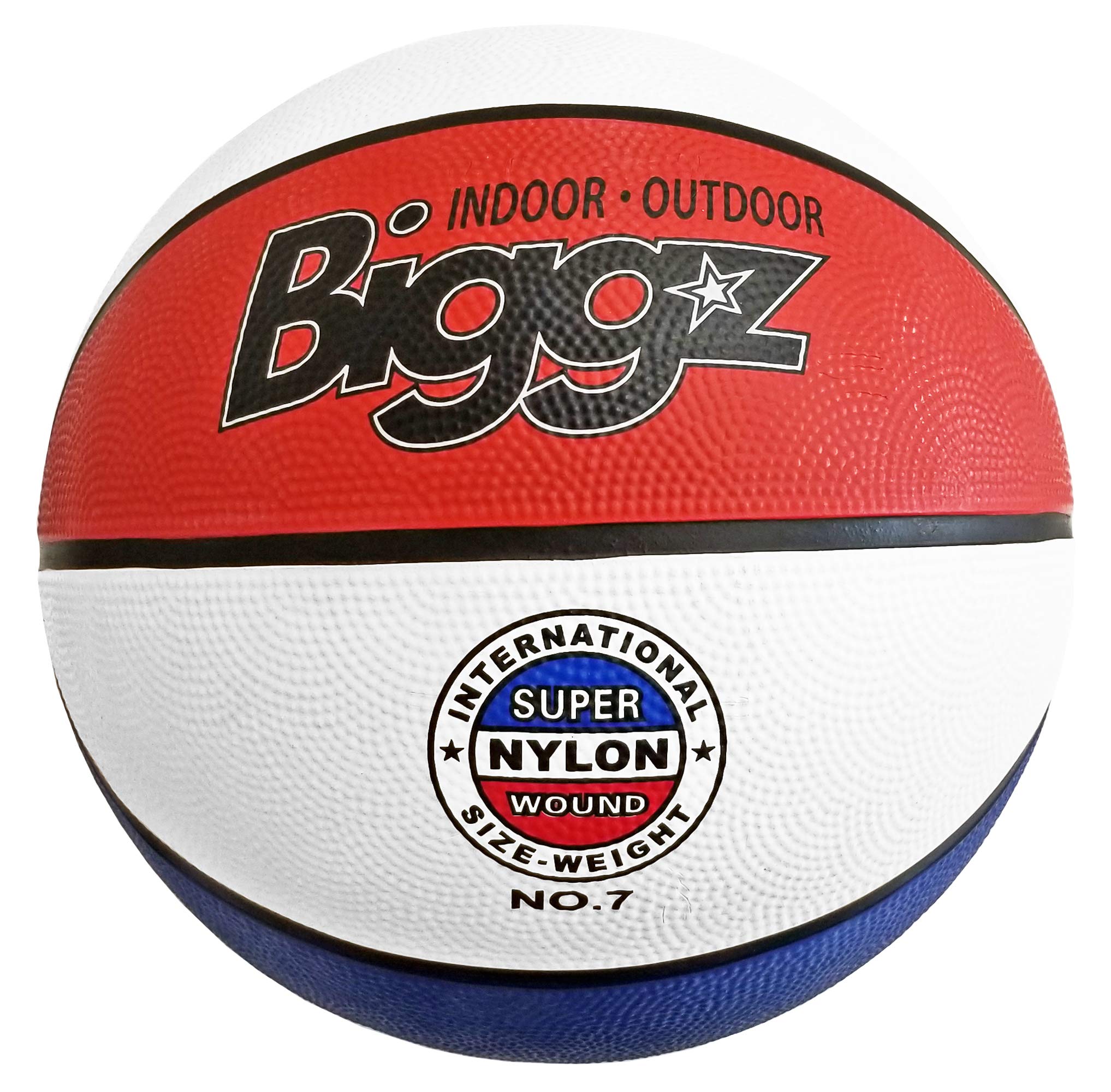 Biggz Size 7 Basketballs - Red/White/Blue Bulk Pack with Pump for Team Practice & Games
