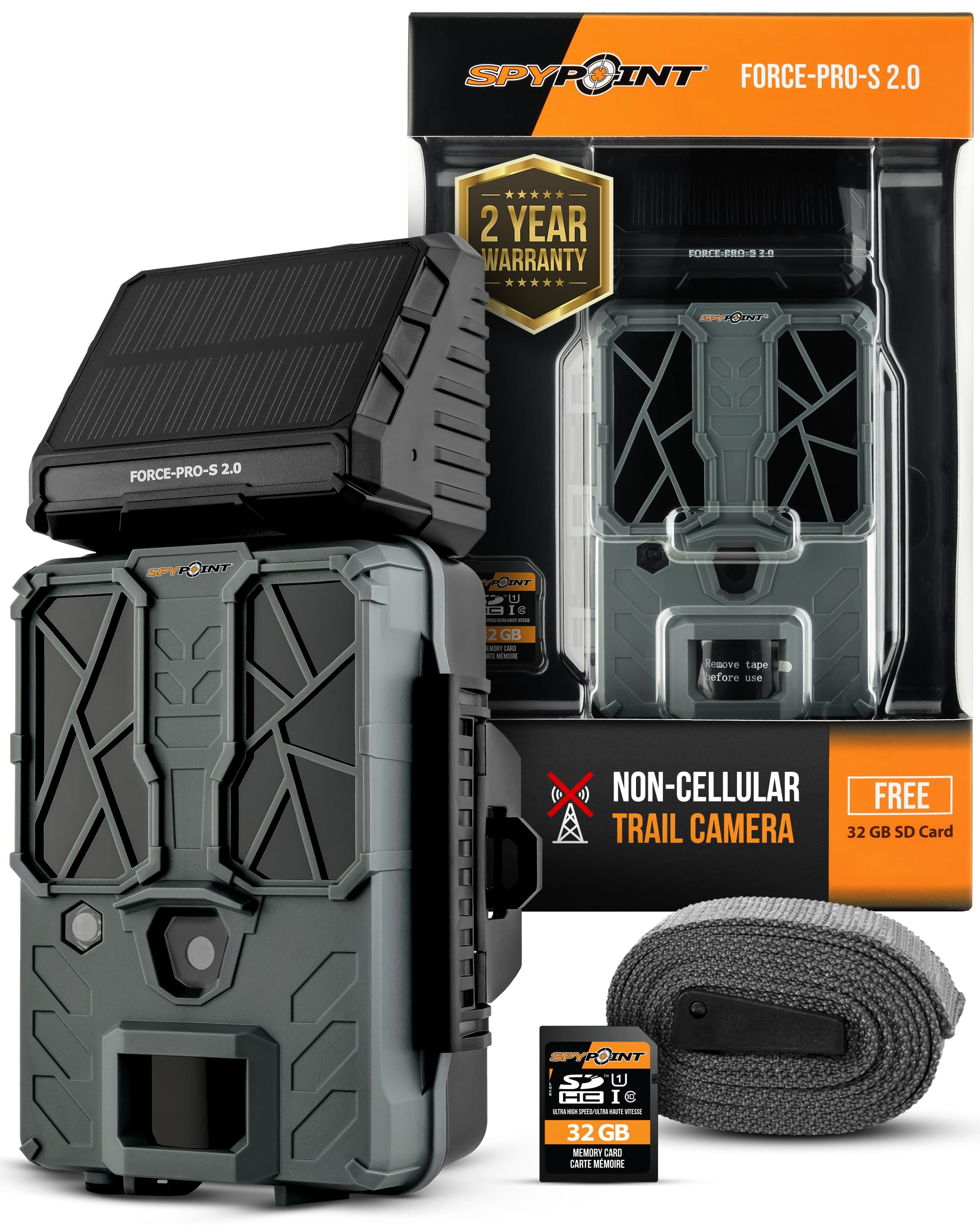 SPYPOINT Force-PRO-S 2.0 Solar Trail Camera - Wireless Hunting Camera with 0.2s Trigger Speed, 110ft Detection, 4K/2K/1080p Video & 48MP Photos - Solar Powered for Outdoor Wildlife Monitoring, Hunting, and Security Surveillance