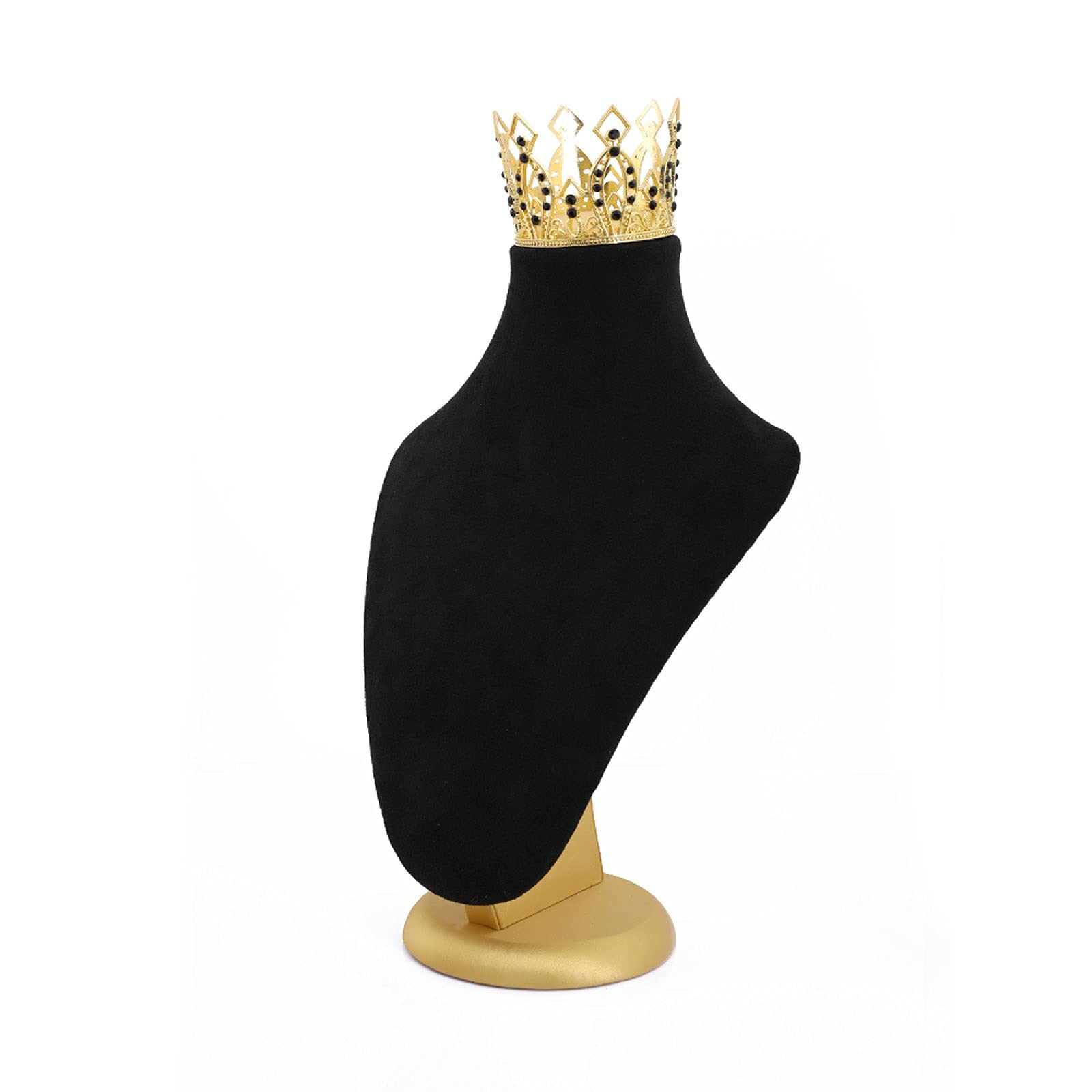 Premium PU Leather & Suede Necklace Display Stand - Jewelry Bust Holder for Chains & Pendants (Black, Large) - Perfect for Boutique Showcases, Jewelry Stores & Home Organization