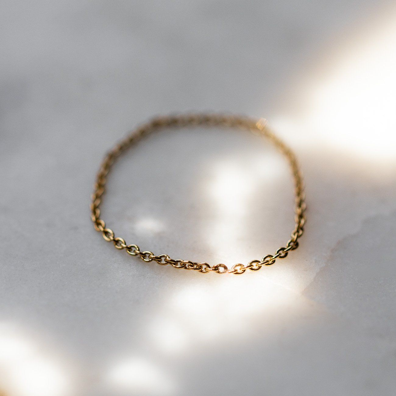 Solid Gold Chain Ring for Women - 14K Yellow Gold Dainty Stackable Ring - Perfect for Everyday Wear, Gifts & Special Occasions