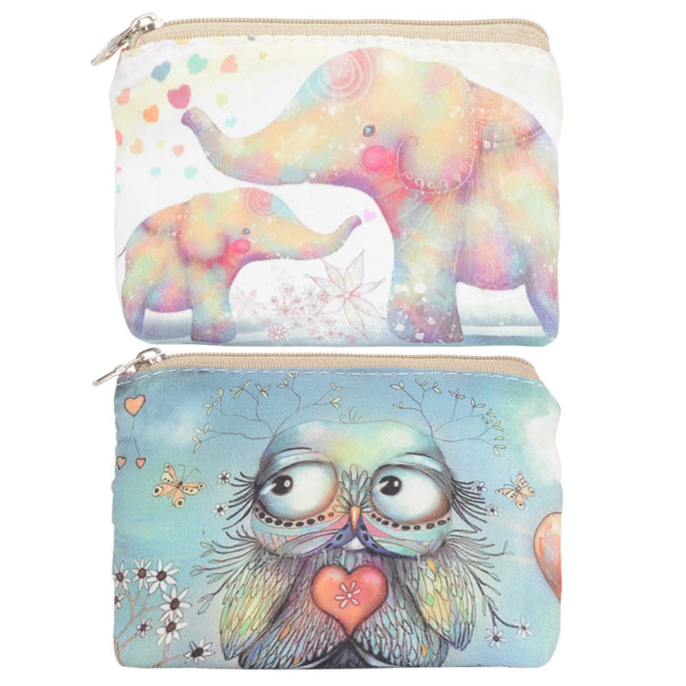 ALLITIC 2 Pack Small Coin Purse for Women - Mini Zipper Wallet Pouch, Canvas Change Holder for Girls - Perfect for Travel, Shopping & Everyday Use