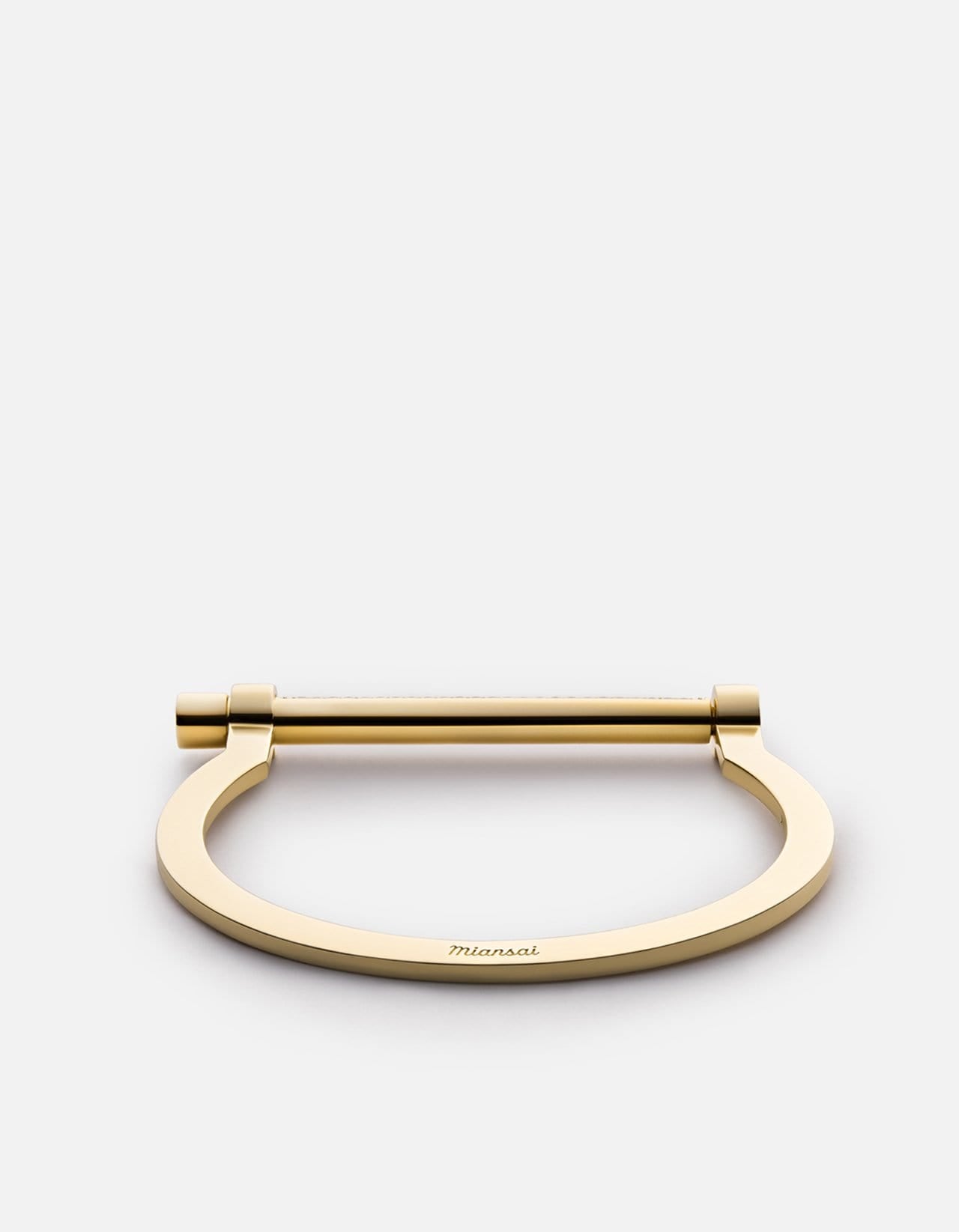 14k Gold Pavé Thin Modern Screw Cuff Bracelet - Elegant Stackable Bangle for Women, Perfect for Everyday Wear & Special Occasions