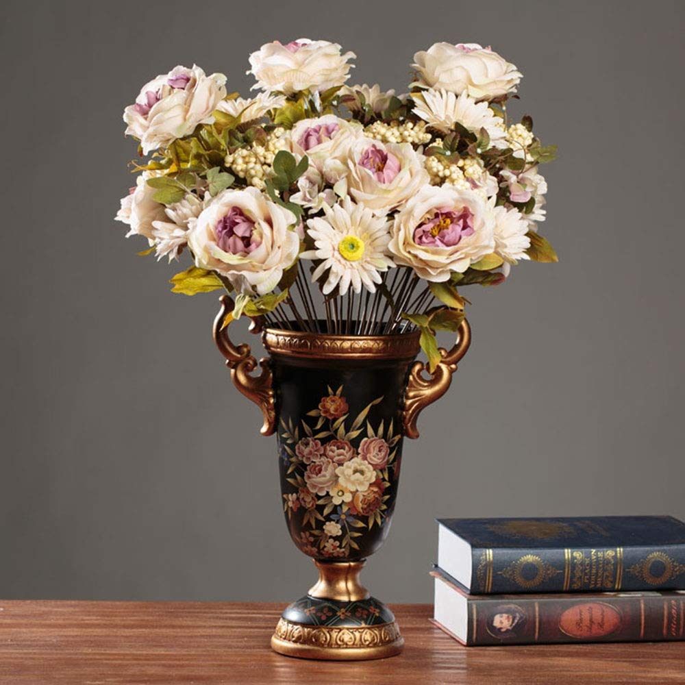 Hand-Painted Tall European-Style Ceramic Flower Vase - 34×26cm Large Decorative Vase for Wedding Gifts, Home & Office Decor - Perfect for Living Room Centerpieces, Dining Table, Bedroom & Hotel Decorations