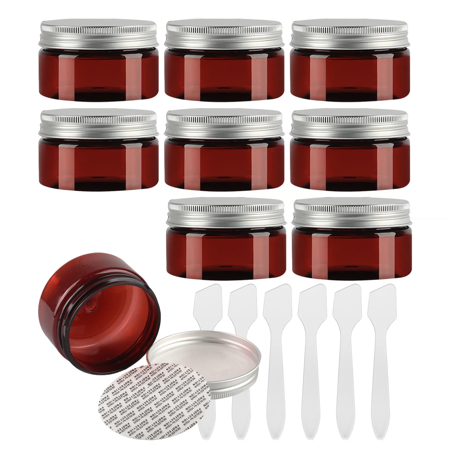 12 Pack 100ml Brown Plastic Cream Jars with Silver Lids - Cosmetic Containers for Makeup, Beauty Products, Toiletries & Face Cream | Travel-Friendly, Leak-Proof Storage for Home, Salon & On-the-Go Use