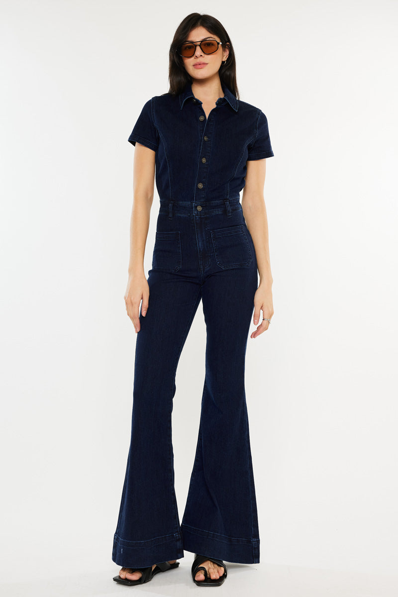 Daya Super Flare Jumpsuit for Women - Elegant Wide Leg Romper with Pockets | Perfect for Parties, Date Nights & Special Occasions