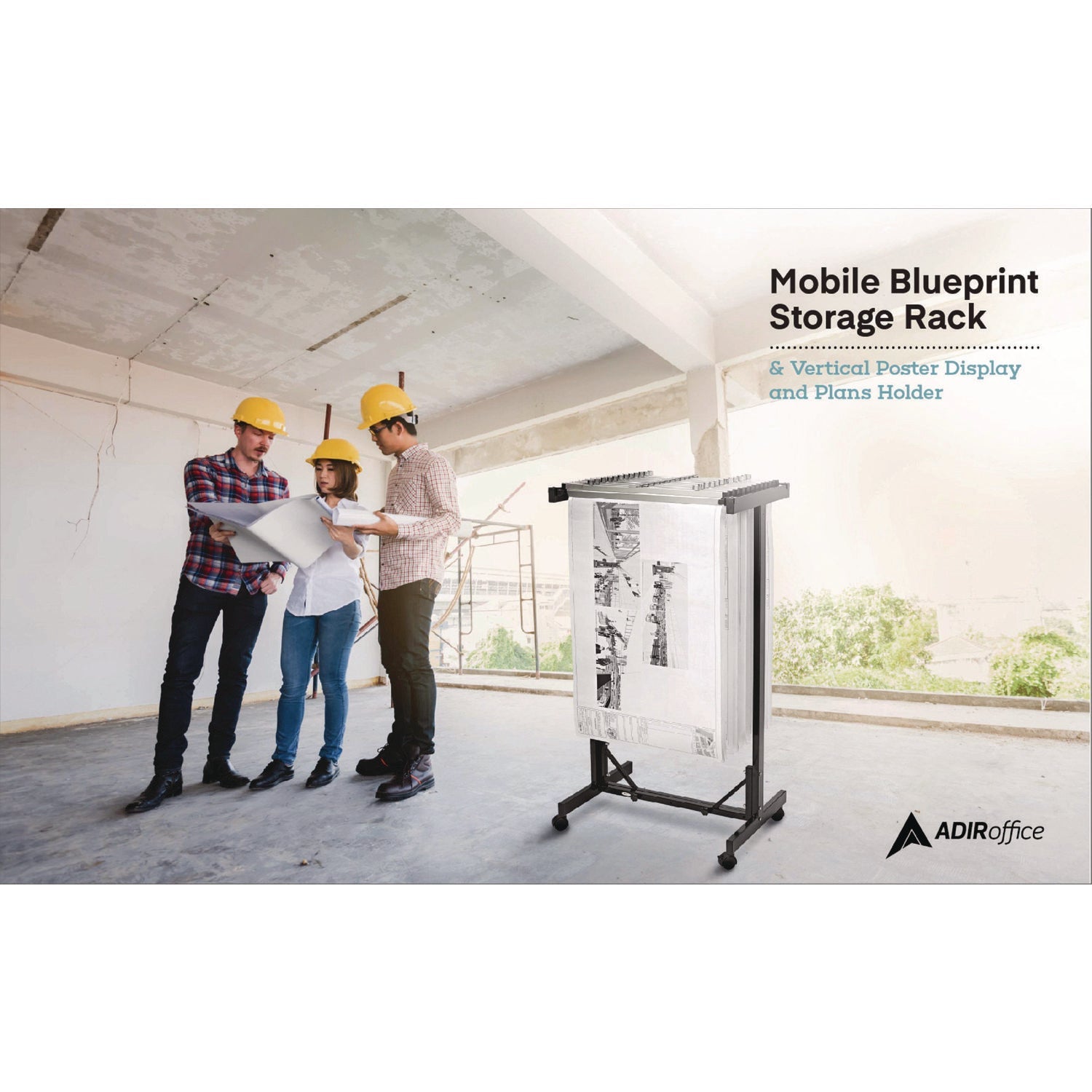 AdirOffice Expandable Blueprint Storage Cabinet - Mobile Plan Center for Architects & Engineers - Holds Documents 20.5