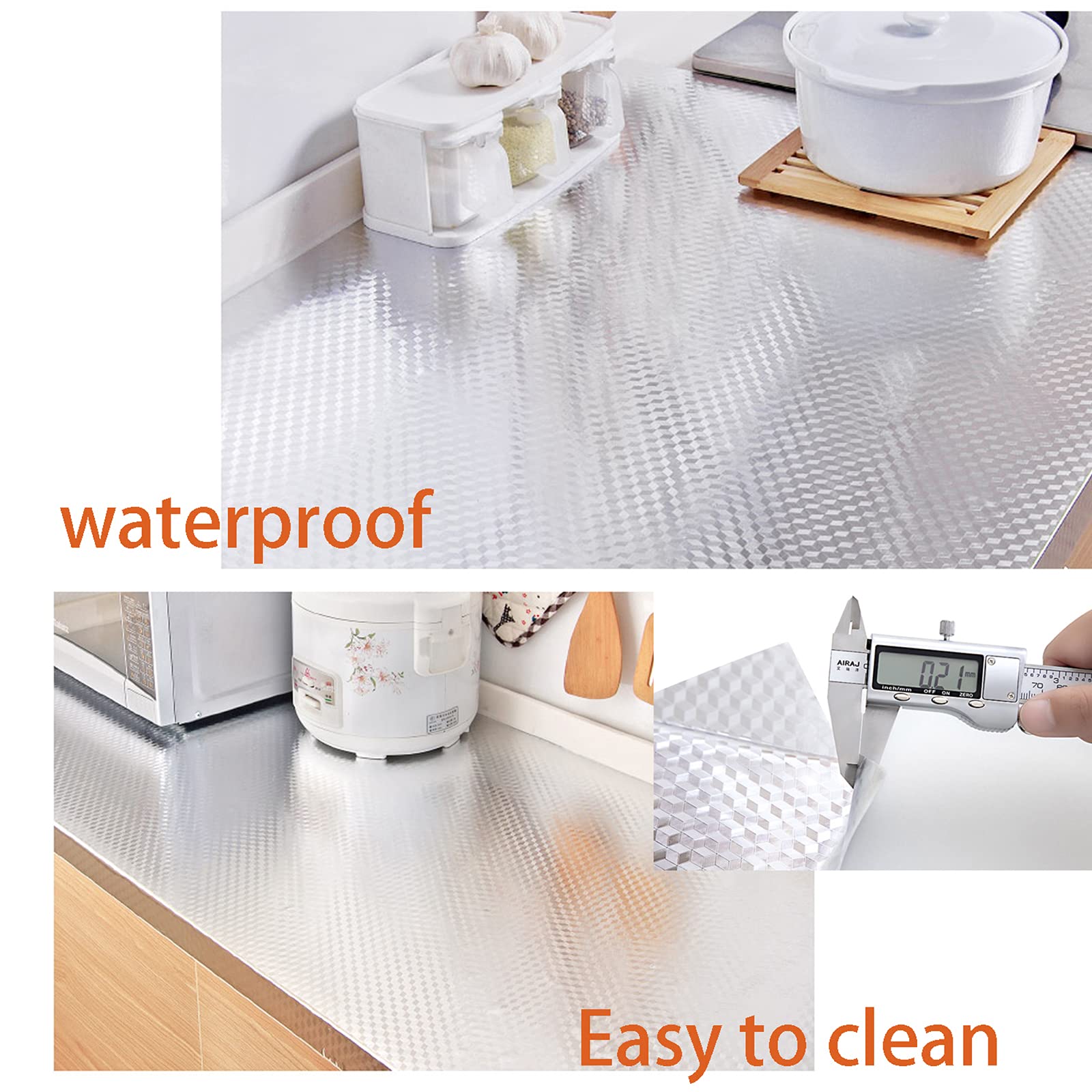 Snkxu Self-Adhesive Oil Proof Kitchen Backsplash - 15.7x394 Inch Silver Peel & Stick Wallpaper, Heat Resistant & Waterproof Aluminum Foil Cabinet Liner - Perfect for Kitchen Countertops, Stoves, and Cabinets