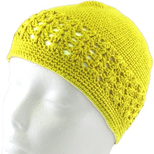 Knit Kufi Hat - Koopy Cap - Crochet Beanie for Men & Women (Yellow) | Soft Winter Hat for Cold Weather, Outdoor Activities & Cultural Events
