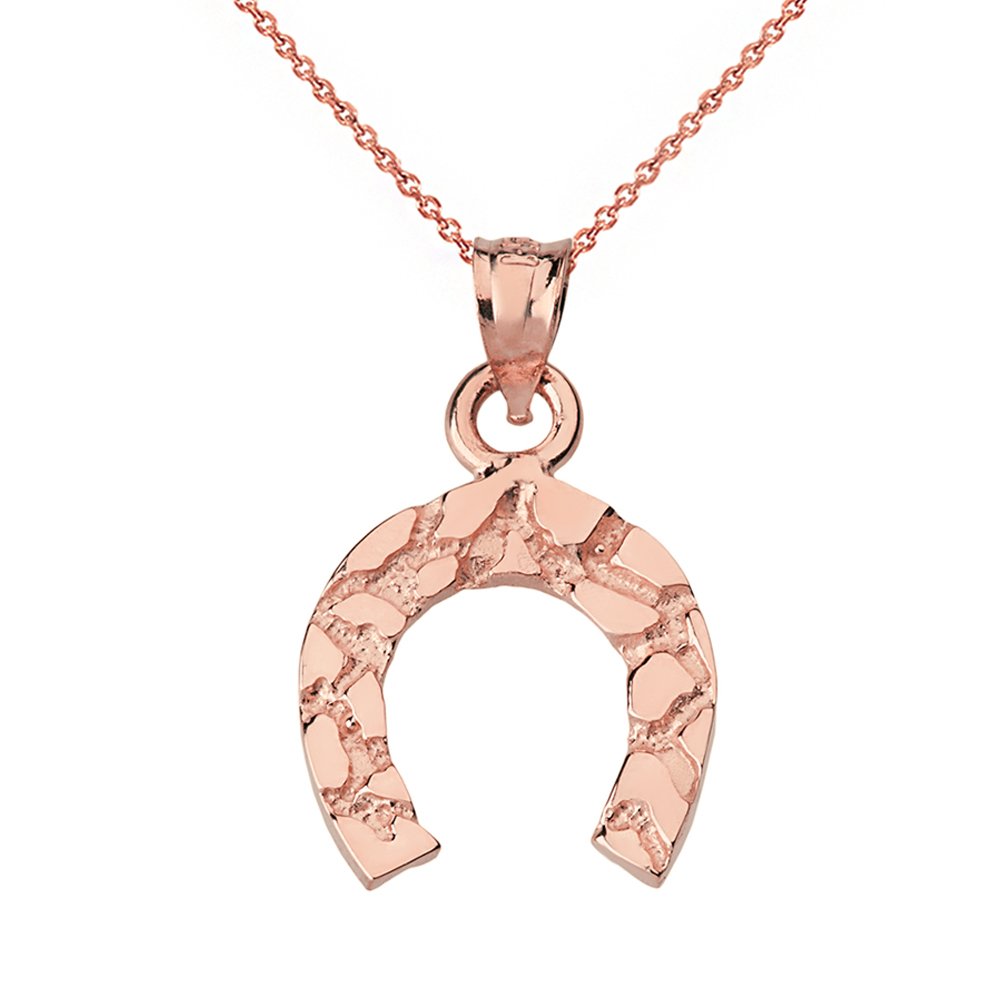 Lucky Nugget Horseshoe Charm Pendant Necklace for Women - Sterling Silver Good Luck Jewelry Gift for Birthday, Anniversary & Everyday Wear