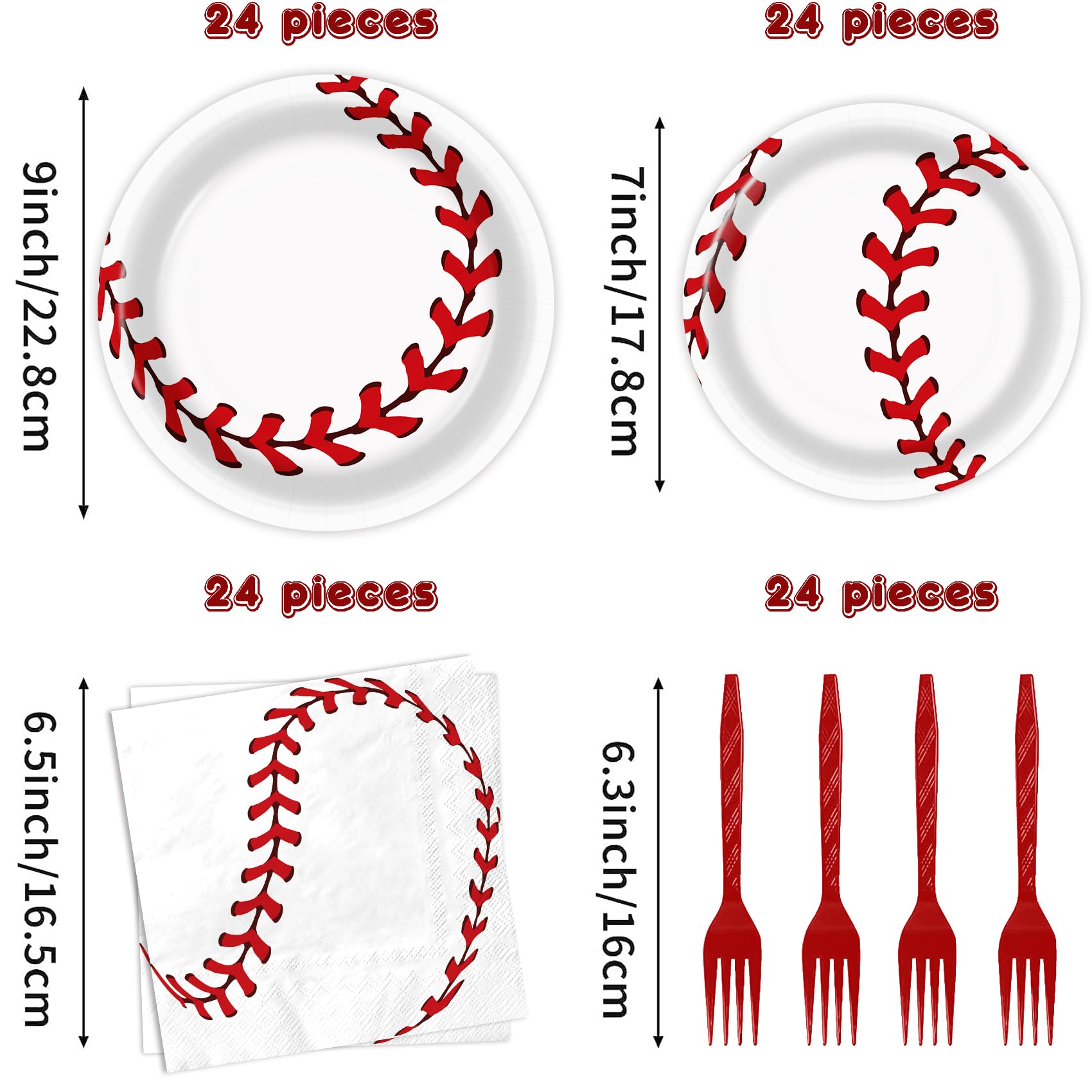 96 Pcs Baseball Birthday Party Supplies Set - Plates, Napkins, Forks & Party Favors for Kids Sports Themed Celebration | Perfect for Little League Parties, Backyard BBQs & Baseball Fan Gifts