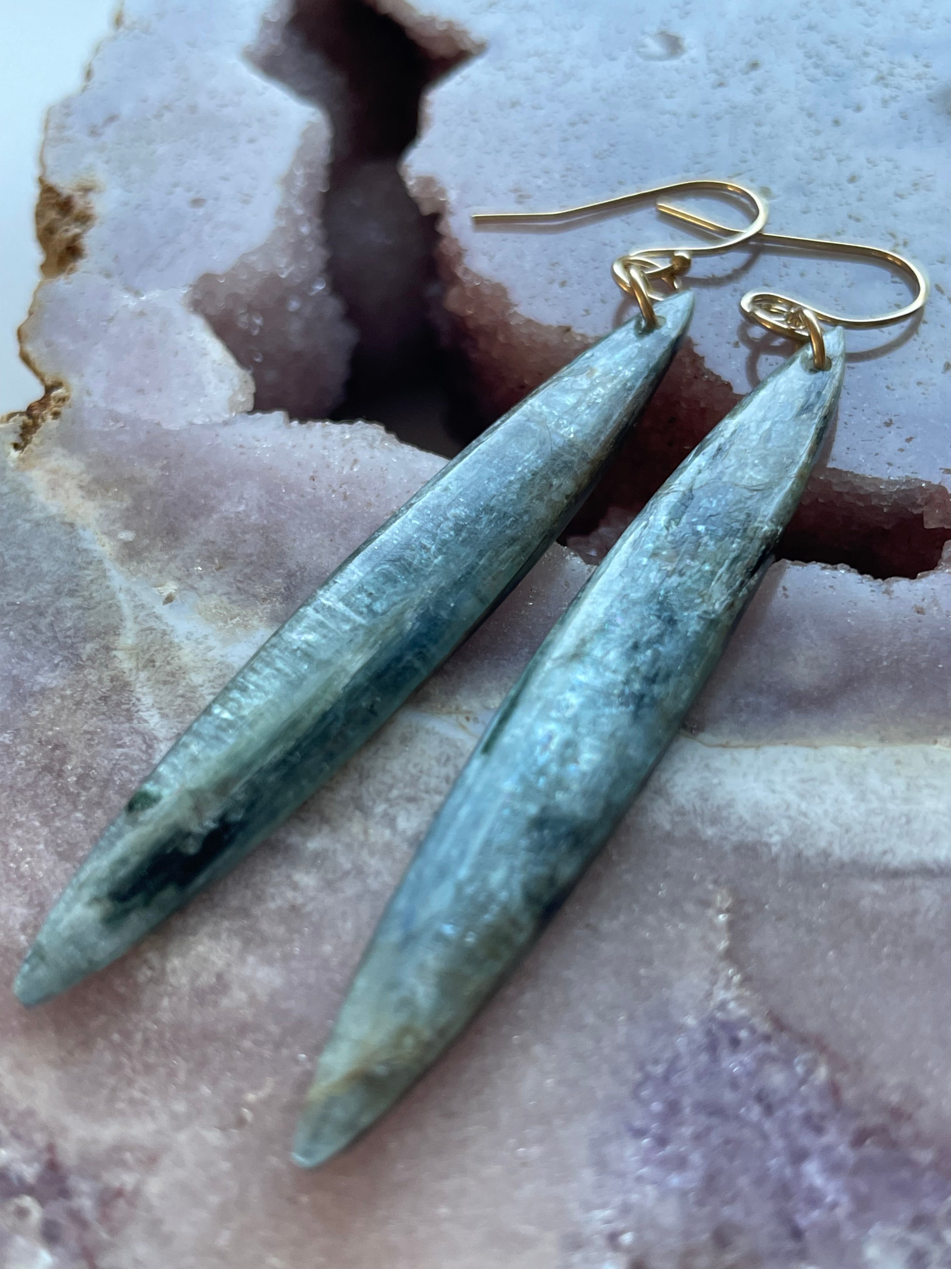 14kt Gold Filled Kyanite Statement Earrings for Women | Elegant Dangle Jewelry for Parties, Weddings & Special Occasions