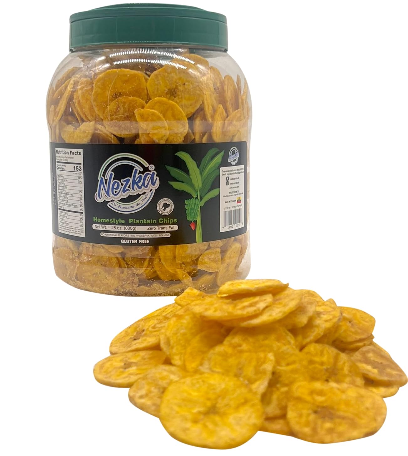 Nezka Lightly Salted Plantain Chips - Gluten Free, Vegan, Non-GMO Healthy Snacks - Crunchy Plantain Slices - 28 Oz Bag - Perfect for Parties, School Lunches & On-the-Go Snacking