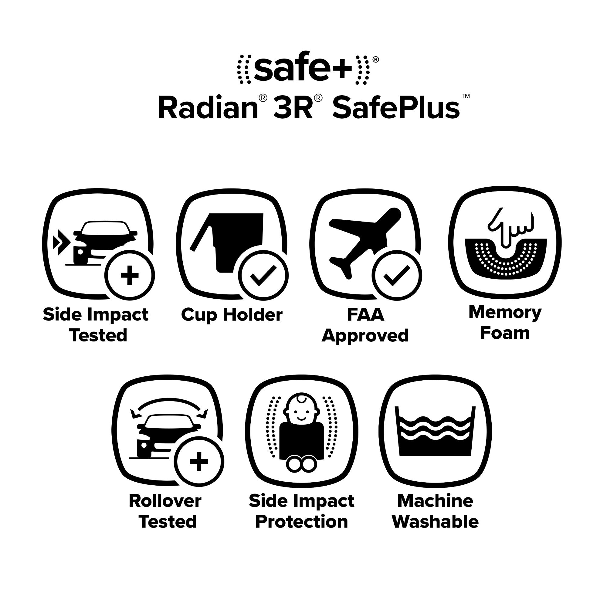 Diono Radian 3R SafePlus Convertible Booster Car Seat for Kids - 3-in-1 Design for Rear-Facing, Forward-Facing & Belt-Positioning - Perfect for Travel, School & Family Road Trips