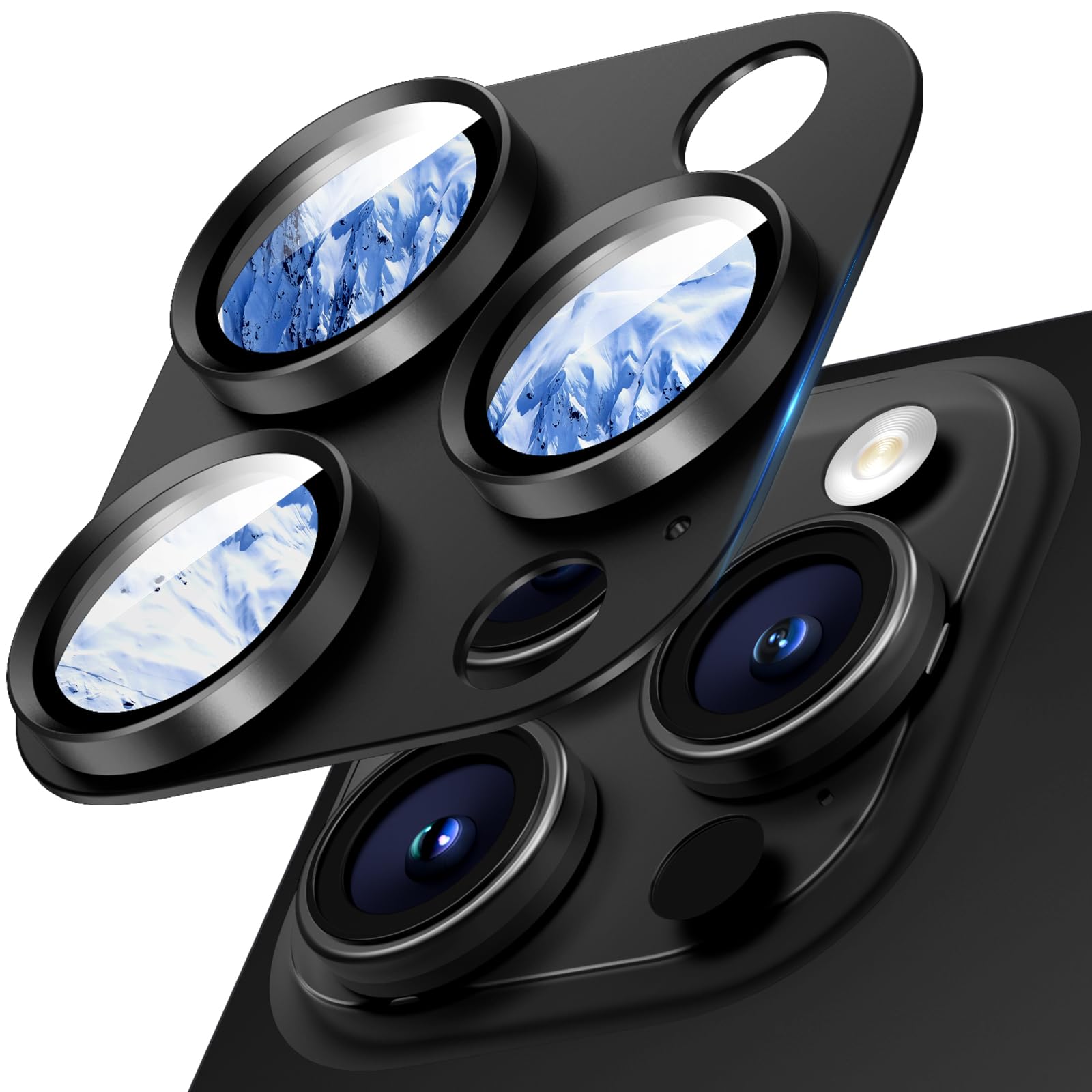 Premium Sapphire Glass Camera Lens Protector for iPhone 16 Pro Max/16 Pro/15 Pro Max/15 Pro/14 Pro Max/14 Pro - Aluminum Alloy Case-Friendly Cover in Black Titanium - Perfect for Outdoor Adventures, Travel & Daily Protection