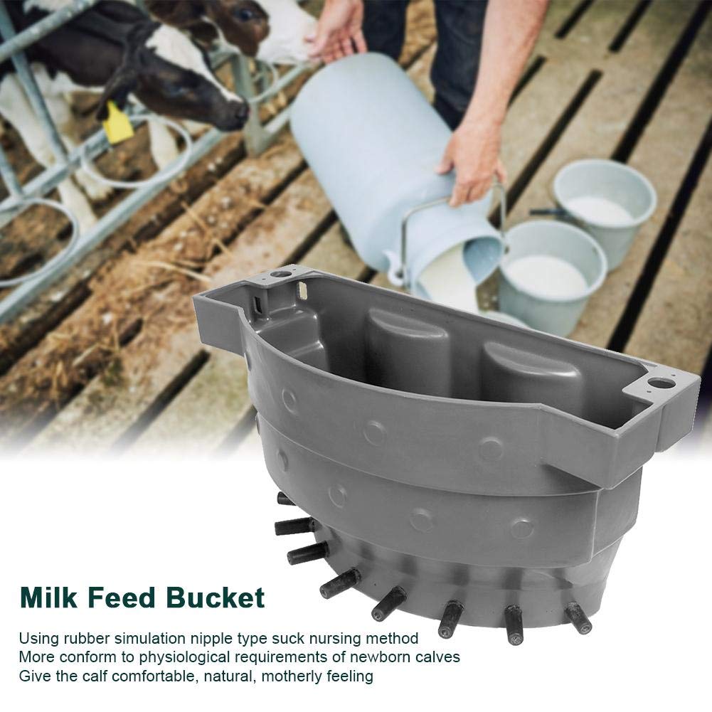 **38L High Capacity Plastic Calf Milk Feeder Bucket with 8 Nipples - Durable MP70C Design for Cattle, Sheep & Livestock - Ideal for Farm Feeding & Dairy Operations**
