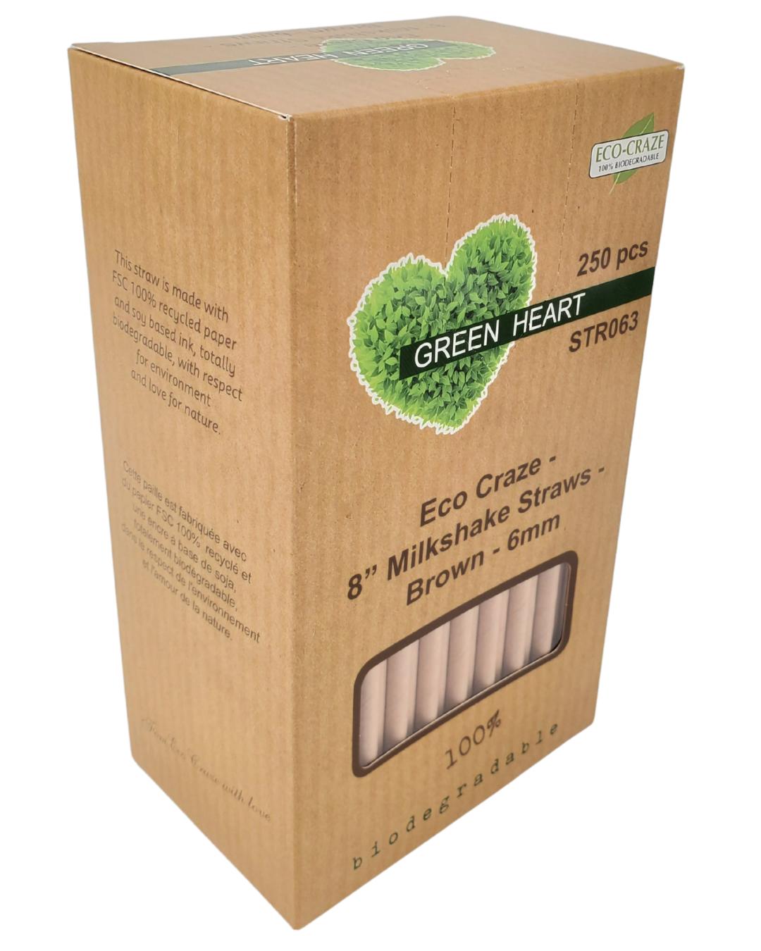 Eco-Friendly 8 Milkshake Straws - 6mm Brown Paper Drinking Straws for Smoothies, Shakes & Cold Beverages | Biodegradable & Sustainable Party Supplies