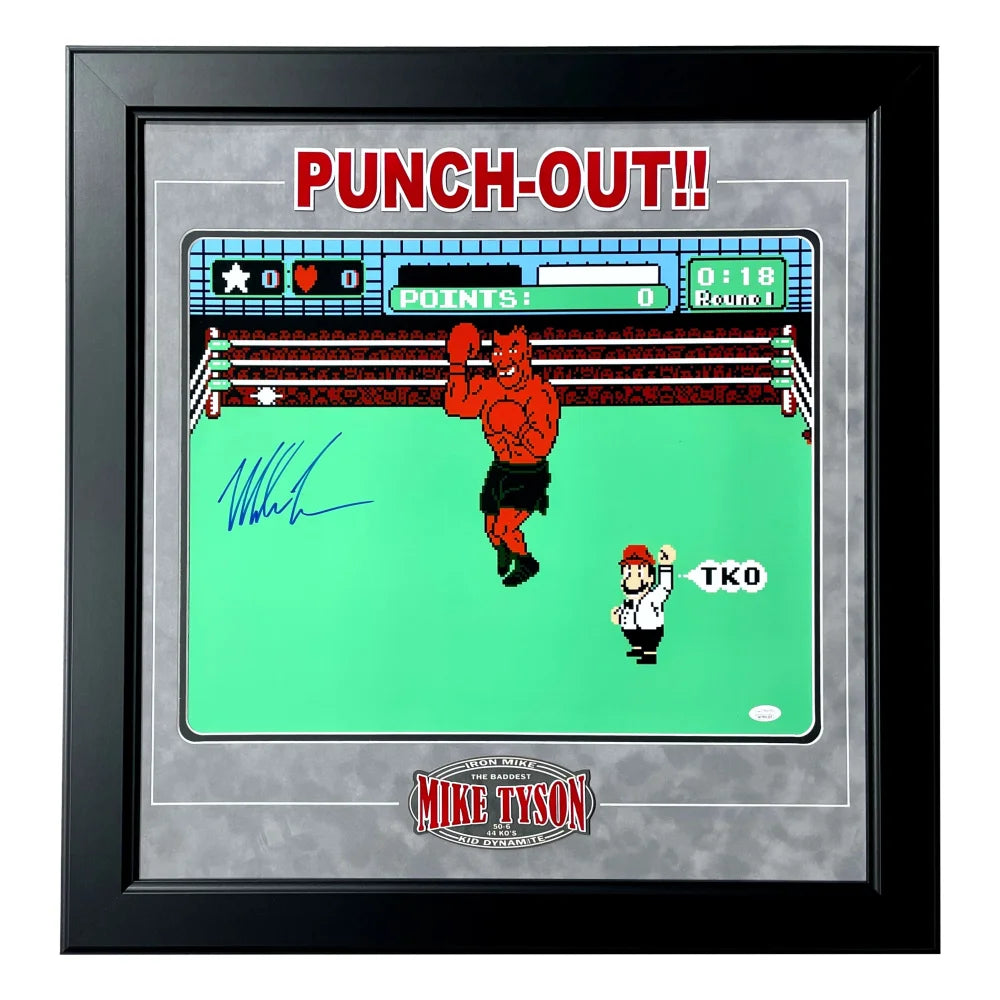 Mike Tyson Autographed Nintendo Punch-Out!! 16x20 Framed Photo with JSA Certificate - Signed Boxing Memorabilia & NES Collectible - Perfect for Game Room, Man Cave, or Sports Memorabilia Display