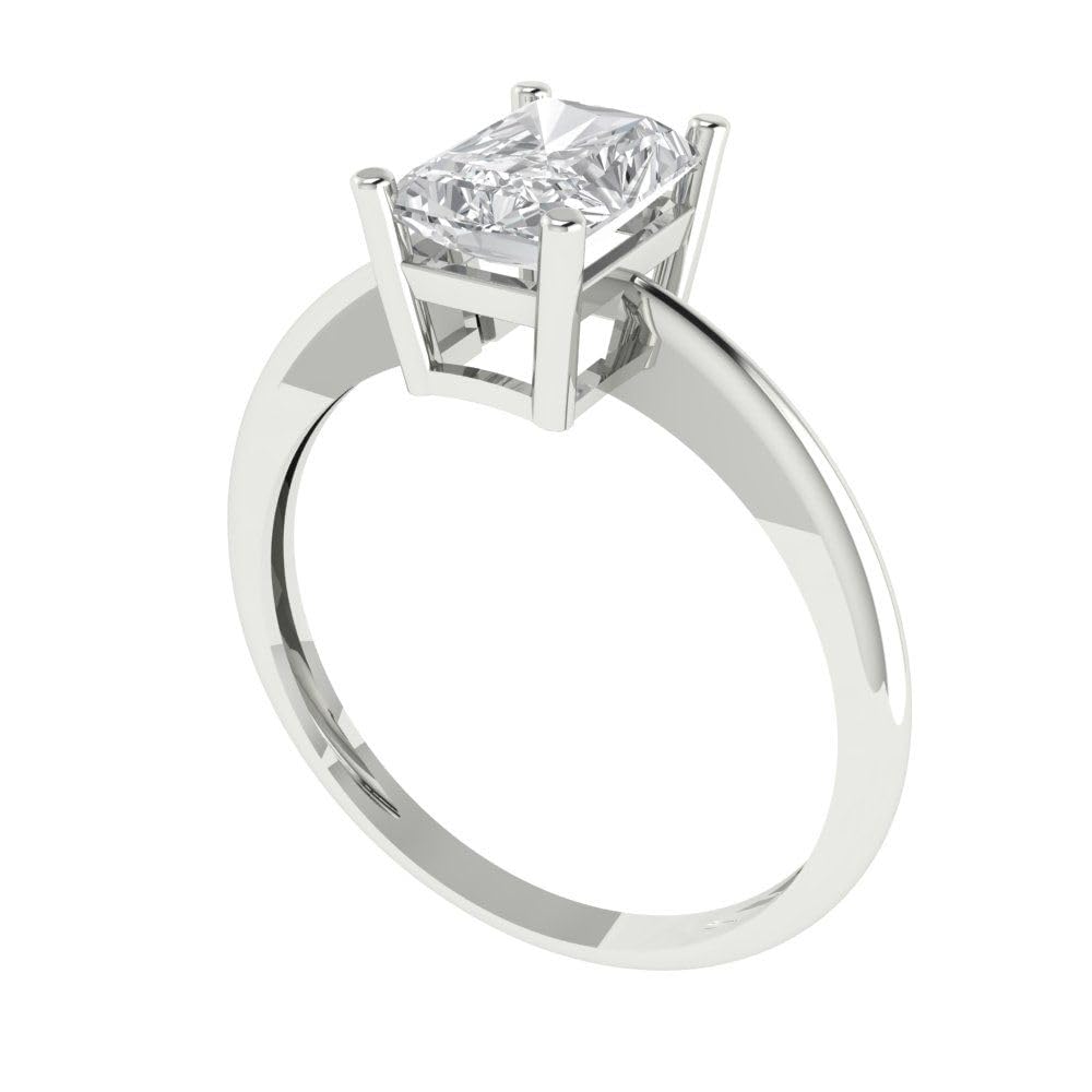 1.0 ct Radiant Cut Moissanite Engagement Ring - 14k White Gold Solitaire Bridal Ring for Women | Anniversary, Wedding, Proposal Jewelry Gift