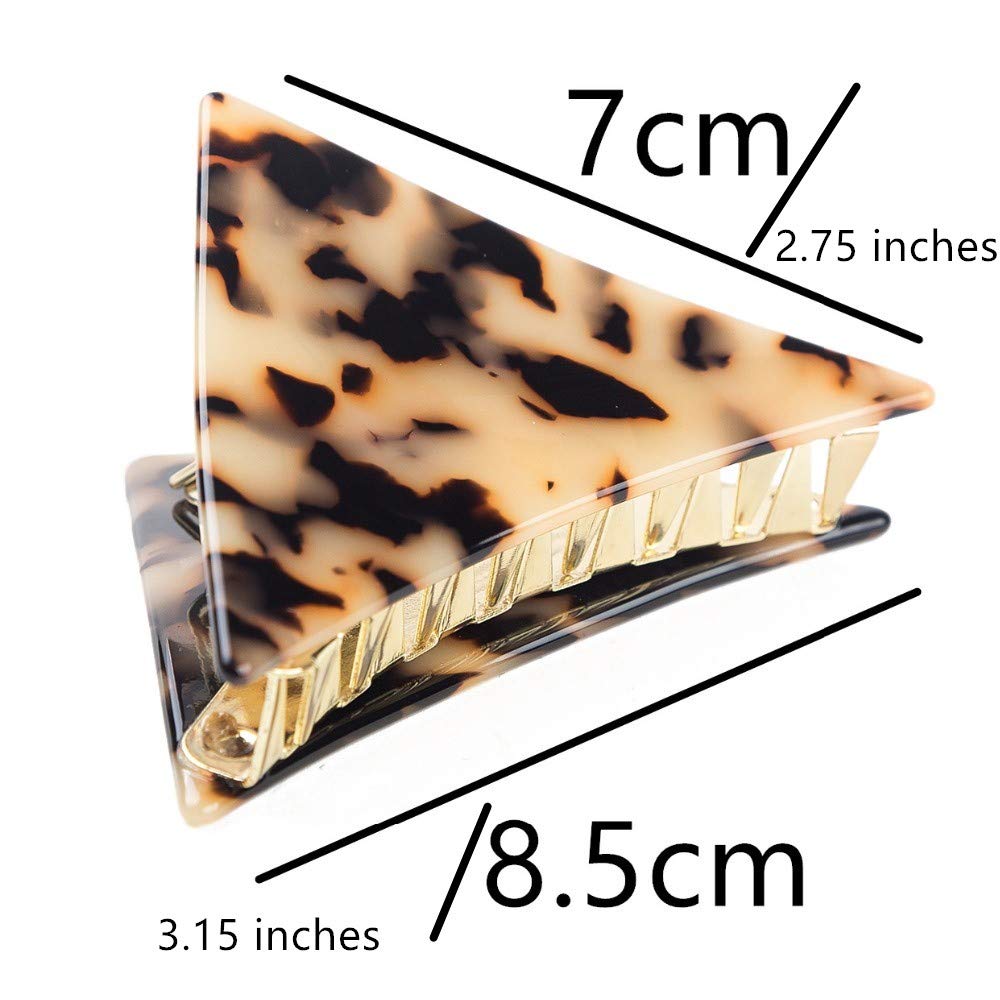 Handmade Celluloid French Hair Clips - Large Triangle Tortoise Shell Barrettes for Women | Luxury Fashion Hair Accessories | Perfect for Weddings, Parties & Everyday Elegance
