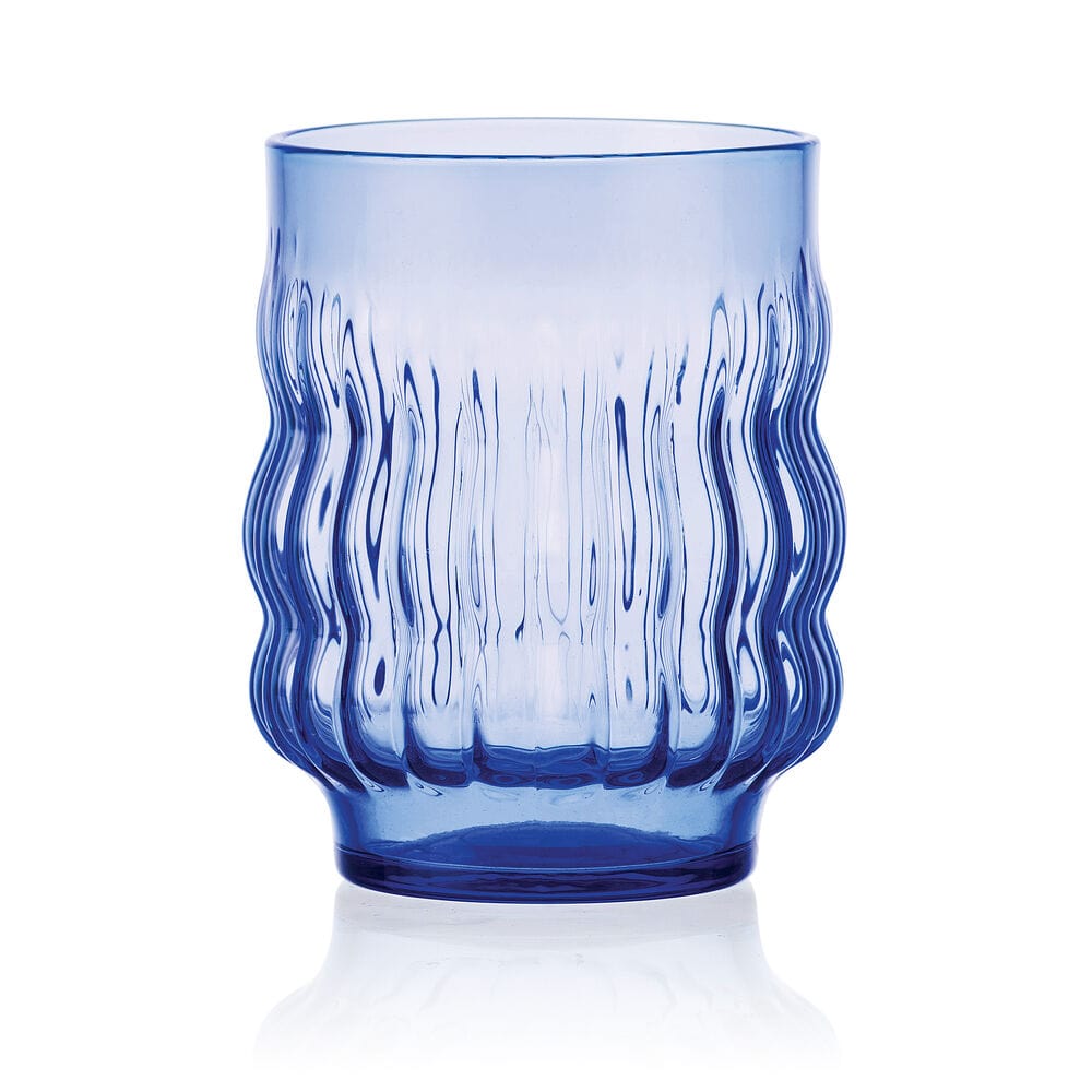 Set of 4 Blue Waves Stackable Double Old Fashioned Glasses - Perfect for Cocktails, Whiskey & Home Bar Decor