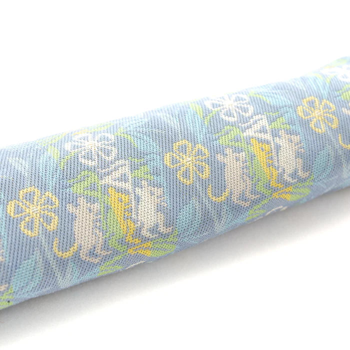 Nishijin Woven Pencil Case - Traditional Japanese Craft from Kyoto | Blue Grey Design with Marrying Mice Cut Paper Pattern | Perfect for School, Office & Gift Giving