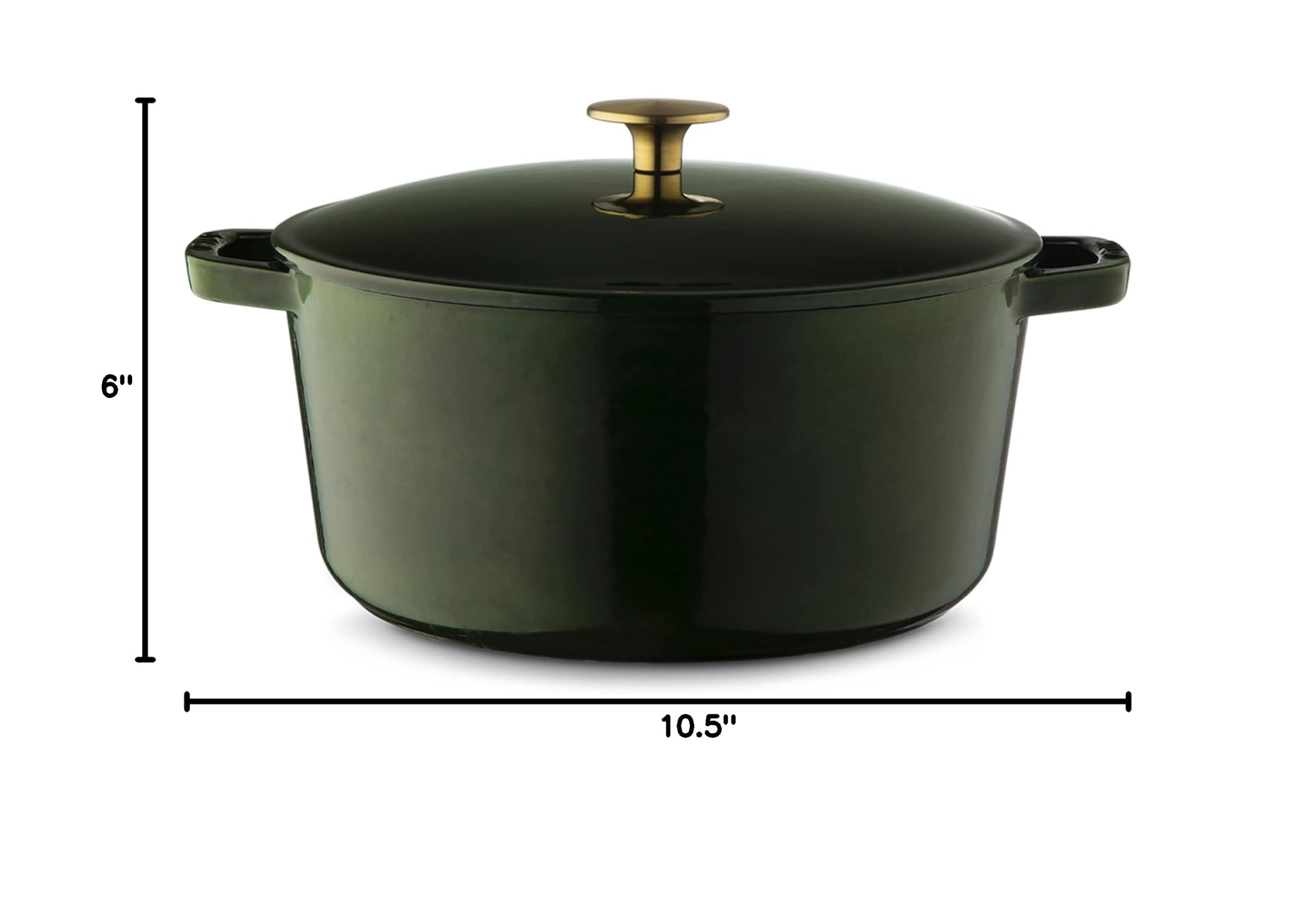 Premium 5.5-Quart Enameled Cast Iron Dutch Oven with Lid - Kana Milo Enamel Coated Casserole Pot | Oven & Dishwasher Safe | Emerald Green with Gold Knob | Perfect for Braising, Stewing & Baking Bread