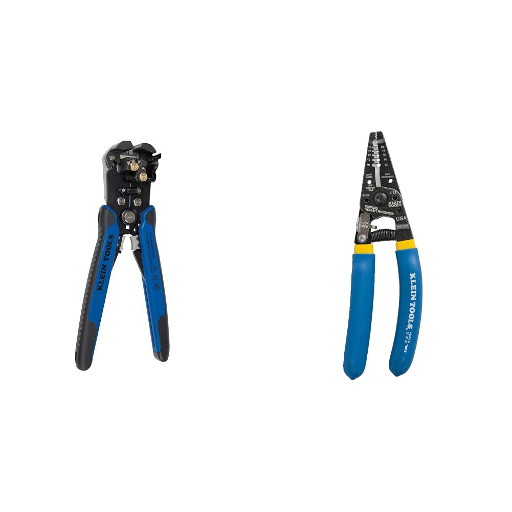 Klein Tools 11061 & 11055 Professional Wire Stripper and Cutter Set - Stranded & Solid Copper Wire Cutting Tool for Electricians, DIY Projects | Perfect for Home Wiring, Electrical Repairs, and Craft Projects