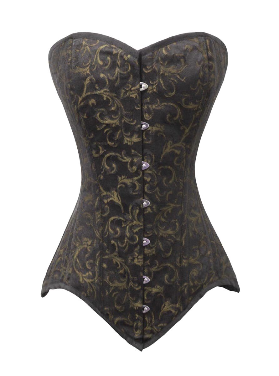 LuvSecretLingerie Heavy Duty 26 Double Steel Boned Waist Trainer - Brocade Long Torso Overbust Corset #8151 for Waist Training & Body Shaping | Perfect for Special Occasions, Cosplay & Vintage Fashion