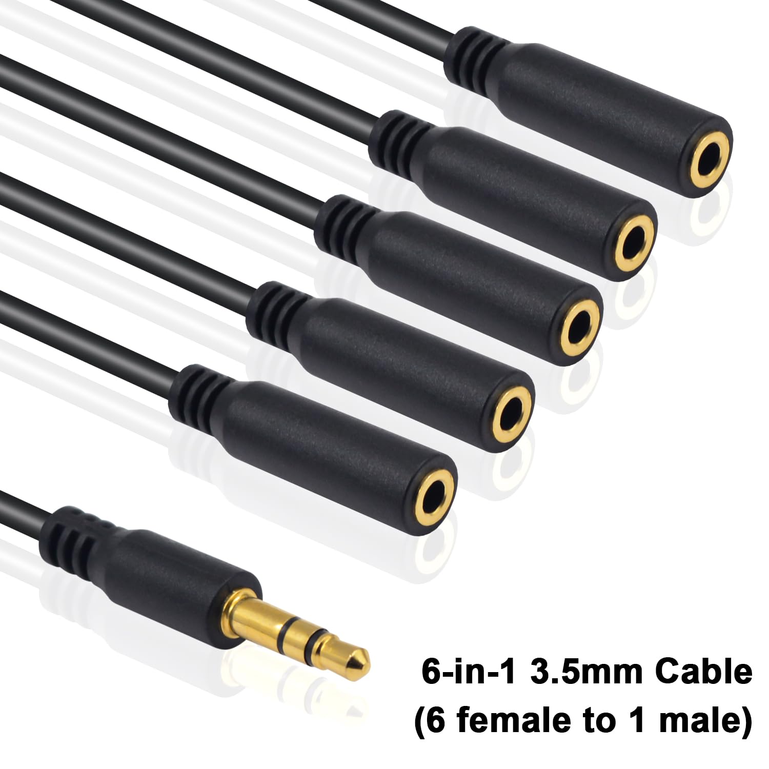 Poyiccot 3.5mm Headphone Splitter 1 to 6 Way - 1/8 Inch TRS Male to Female Stereo Audio Cable - 1.5ft Aux Extension for Headphones, Earphones, Speakers - Perfect for Home Theater, Gaming, and Music Sharing
