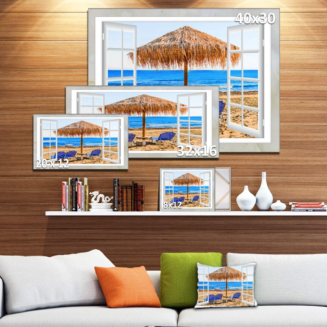 XL Seashore Canvas Art - Beach Hut with Chairs Design, 40x20 Inch Coastal Wall Decor for Living Room, Bedroom & Office | Perfect for Beach House, Vacation Home & Coastal Theme Interiors