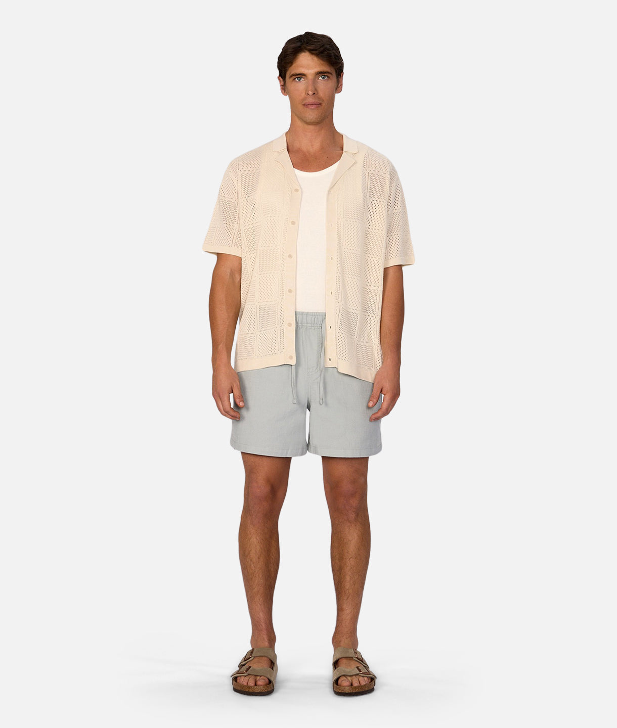 Castel Short Sleeve Shirt for Men - Premium Ecru Cotton Casual Button Down Shirt | Perfect for Office, Date Night & Summer Outfits