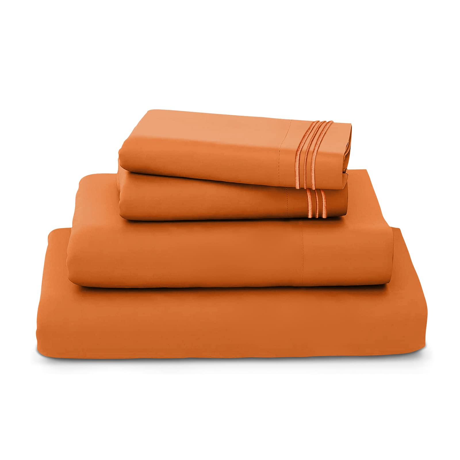 REDKEY Twin Size Bed Sheets Set - 3 Piece Soft Breathable Bedding with Deep Pocket & Wrinkle Resistant Pillowcases (Twin, Persimmon) - Perfect for Kids' Rooms, Guest Beds & Dorm Essentials