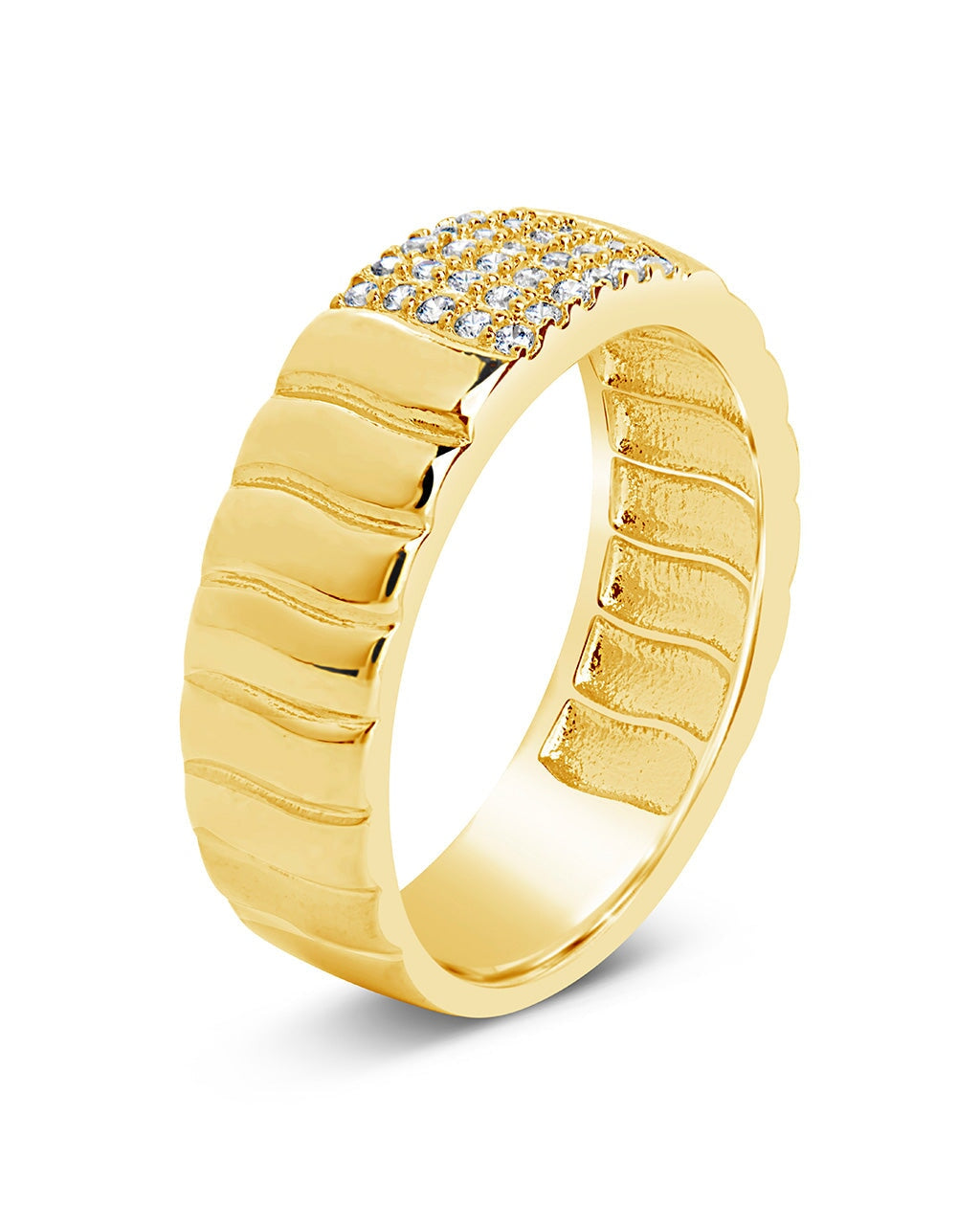 Riley CZ Textured Band Ring for Women - Elegant Cubic Zirconia Stackable Ring for Everyday Wear, Gift Giving & Special Occasions