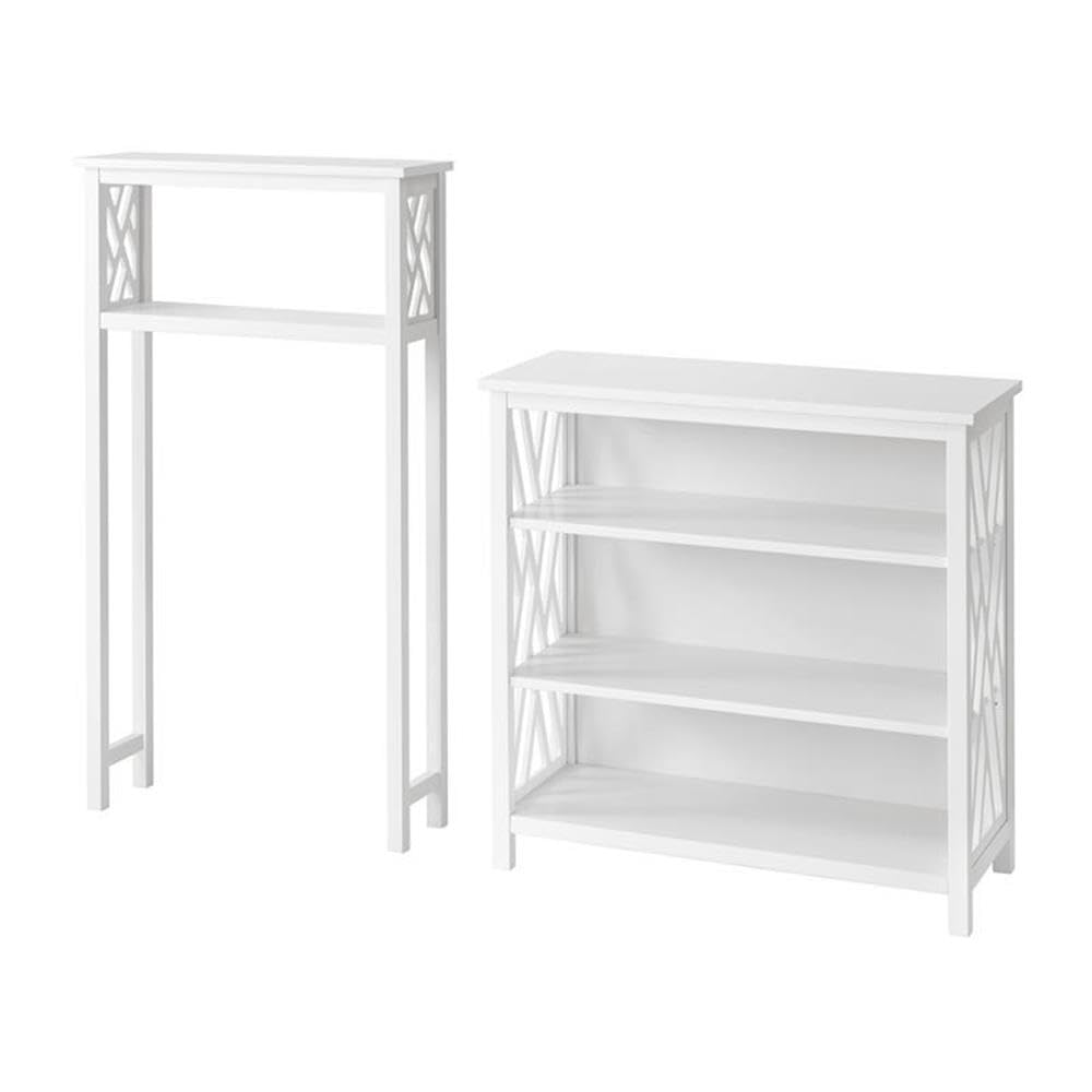 Alaterre Coventry Over Toilet Storage Shelf - White Wood Bathroom Organizer with Adjustable Shelves - Space Saving Design Fits Most Standard Toilets - Perfect for Small Bathrooms, Apartments & Vanity Storage