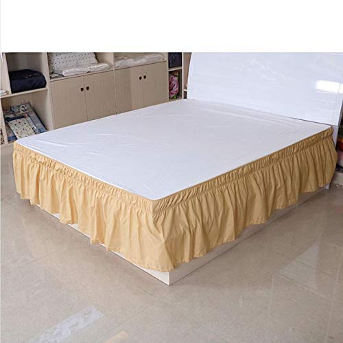 Elastic Bed Skirt & Valance - 200x200x40cm Yellow Hotel Bed Cover, Fitted Bedsheet Protector for Home & Hospitality Use - Perfect for Guest Rooms & Master Bedrooms