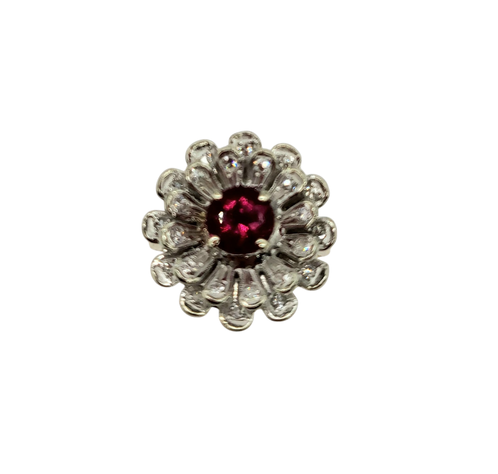 Exquisite Ruby & Diamond Flower Burst Ring for Women - Elegant Floral Engagement, Wedding, Anniversary Jewelry Gift - Perfect for Valentine's Day, Birthday & Special Occasions