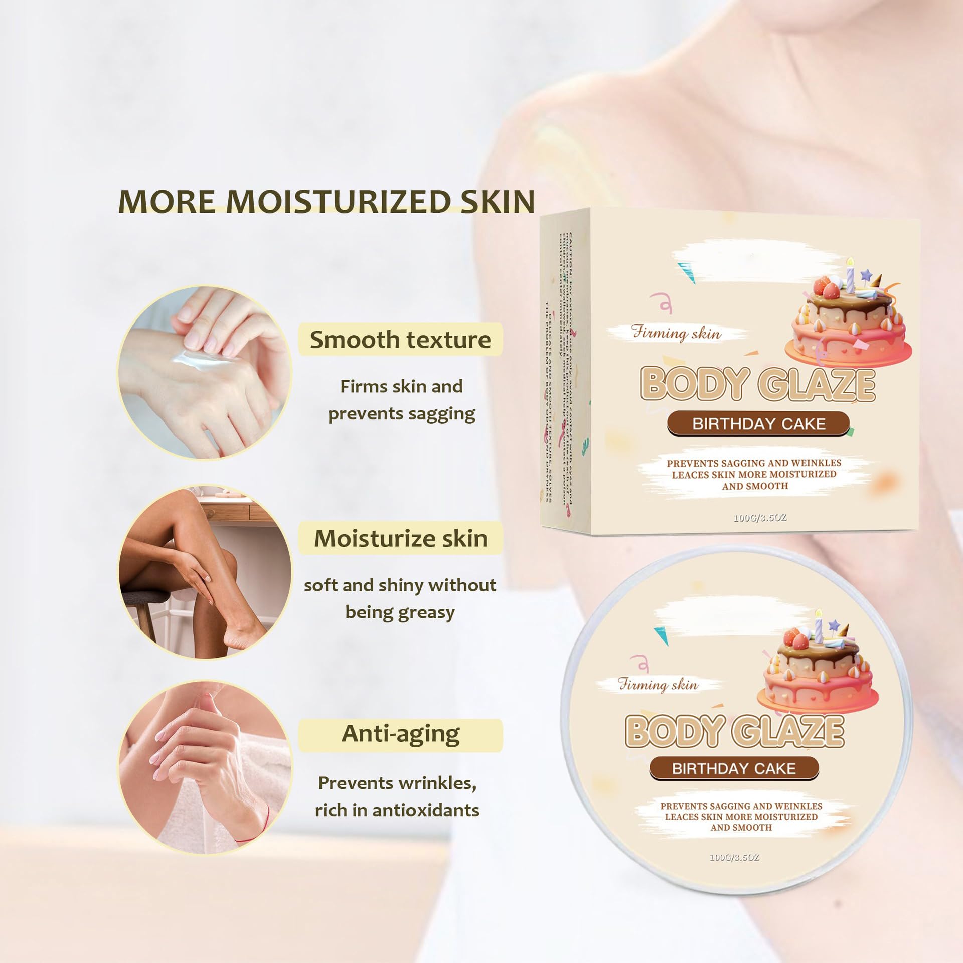 Body Glaze Donut-Shaped Body Butter 3.5 oz - Deep Moisturizing Cream for Dry Skin - Hydrating Skincare for Women - Perfect for Daily Use & Gift Sets (C Set)