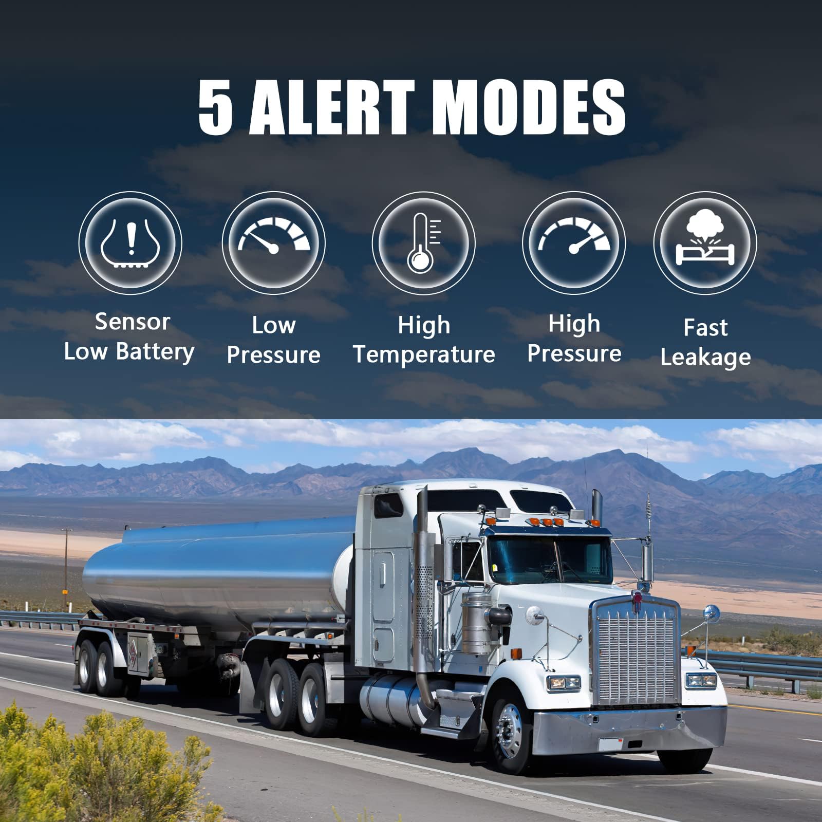 MIRAIDON RV TPMS - 12 Theft Sensors, 5 Alert Modes, Solar Powered Wireless Tire Pressure Monitoring System for RVs, Trailers & Heavy Trucks | 80ft Sensing Distance | Real-Time Monitoring for Safer Road Trips & Long-Haul Travel