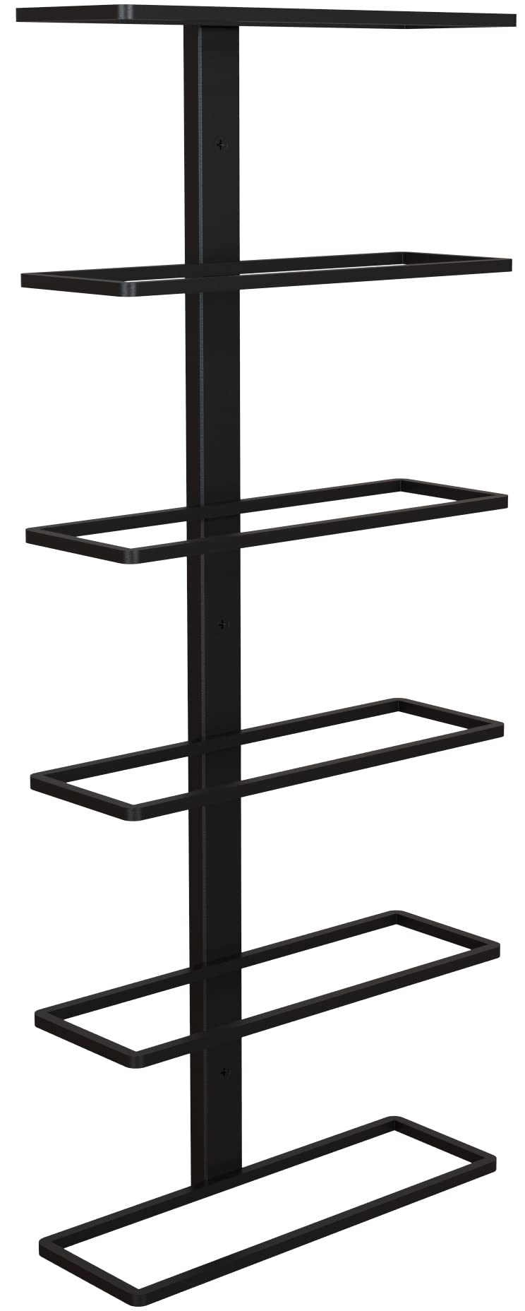 TheRackCo. Wall Mounted Wine Bottle Rack - Black Metal Frame Holds 6 Bottles | Space Saving Home Bar Decor for Kitchen, Dining Room & Wine Cellar Organization