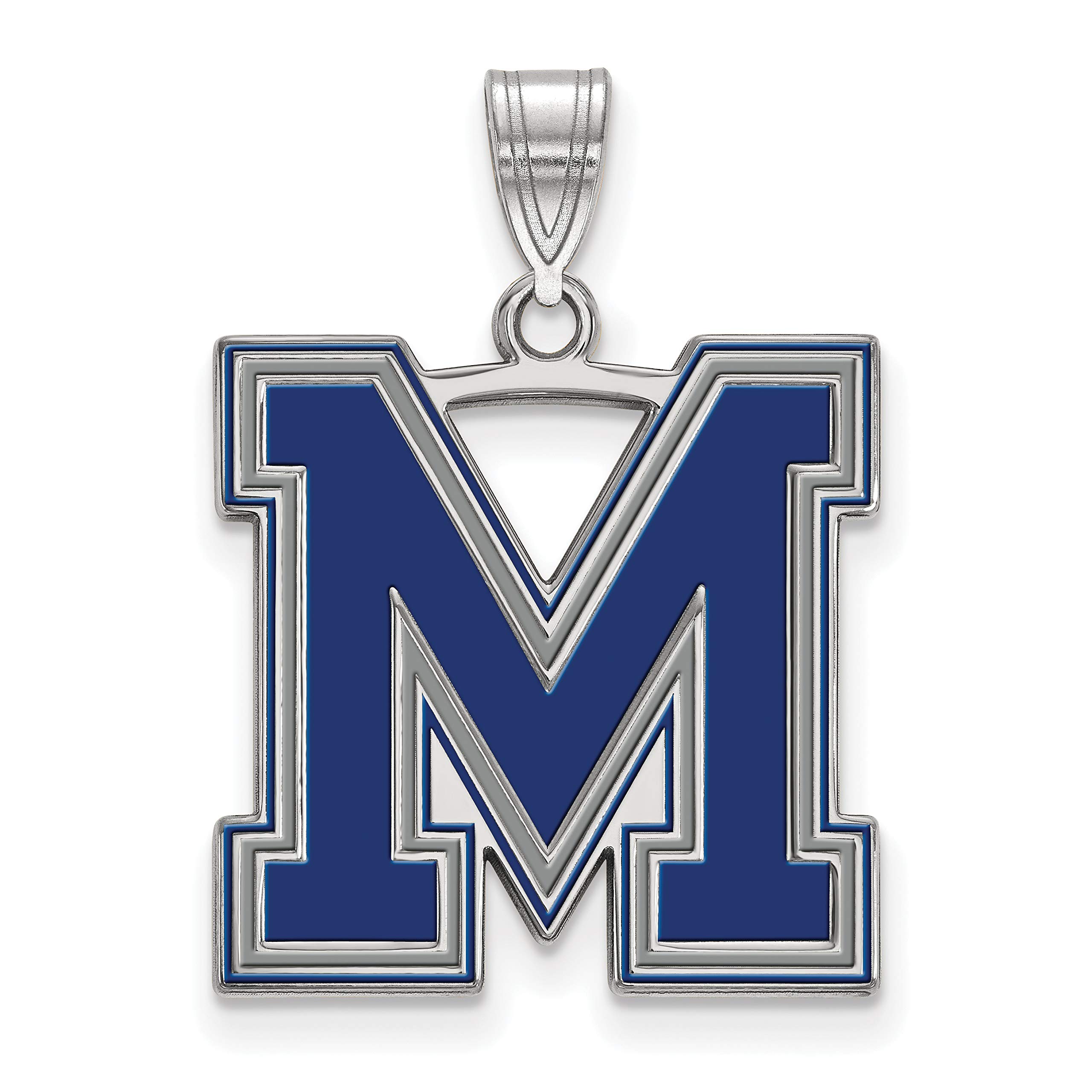 University of Memphis Tigers Blue Sterling Silver Letter Pendant Necklace 19x19mm - Perfect for School Spirit, Gifts & Game Day Jewelry