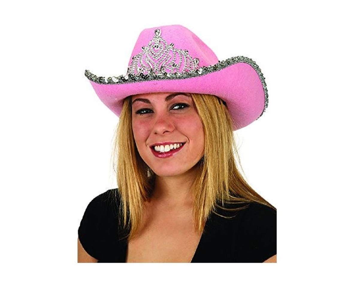 Sparkly Rhinestone Tiara Cowboy Hat for Women - Western Rodeo Party, Bachelorette, Costume & Country Music Festival Accessory