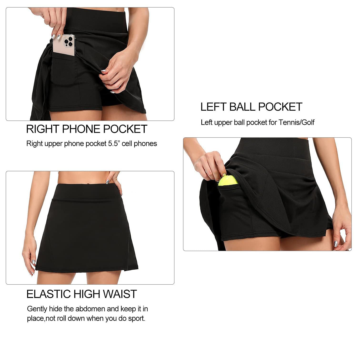 ThreeH Women's High Waist Pleated Tennis Skirt - Athletic Golf Skirt for Running, Yoga, Badminton & Casual Wear - Perfect for Sports, Workouts and Everyday Fashion