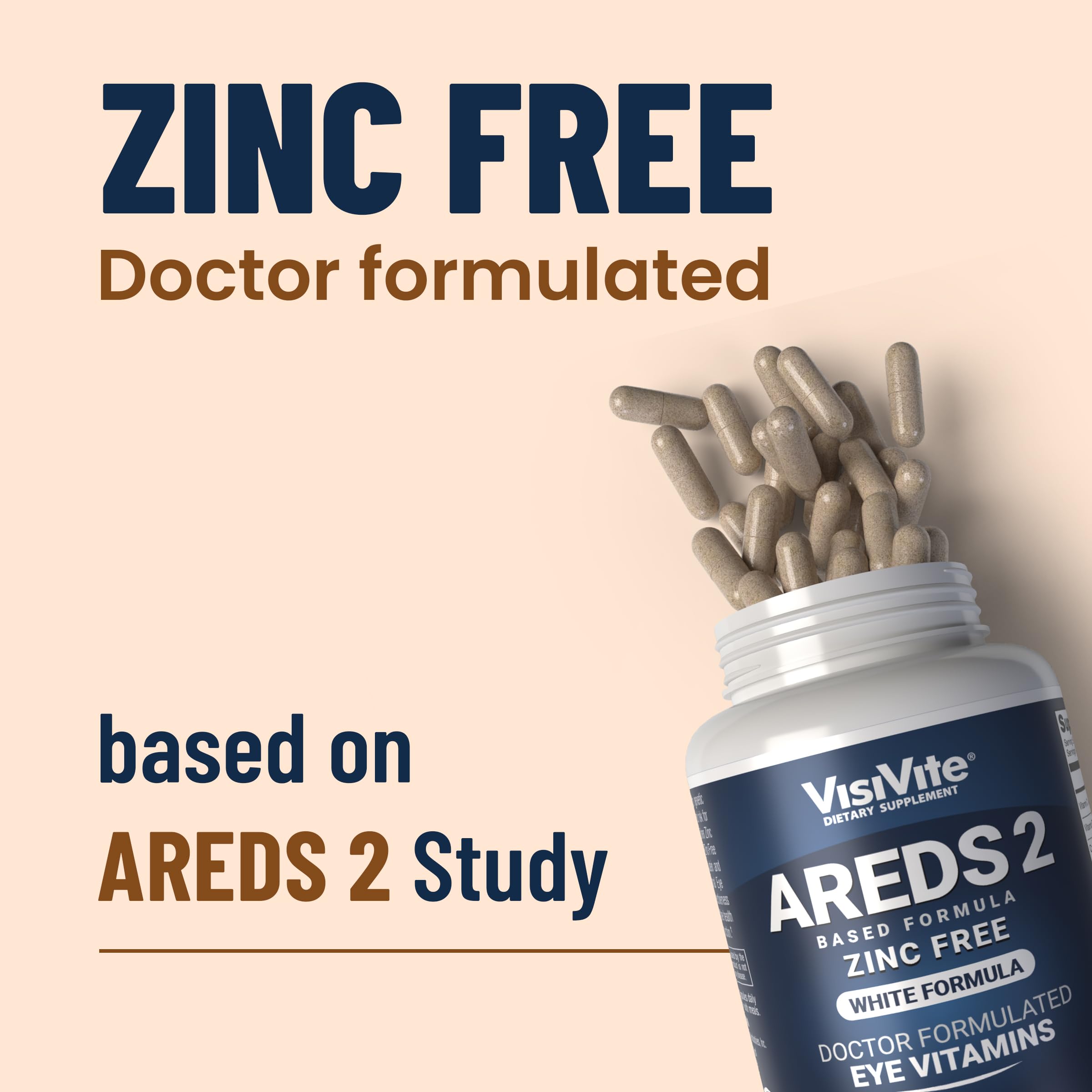 Zinc Free AREDS 2 Eye Vitamins with Lutein & Zeaxanthin - Soy-Free VCaps for Macular Health - Supports Vision Clarity for Computer Users & Night Driving