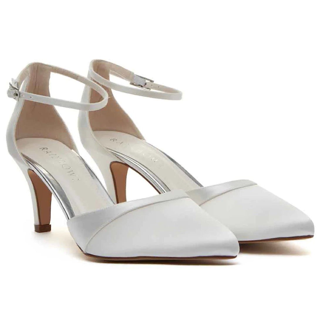 Ivory Satin Wedding Shoes for Bride - Rainbow Club Harper Style Size 7 | Elegant Bridal Heels for Church Ceremony, Reception & Photoshoot