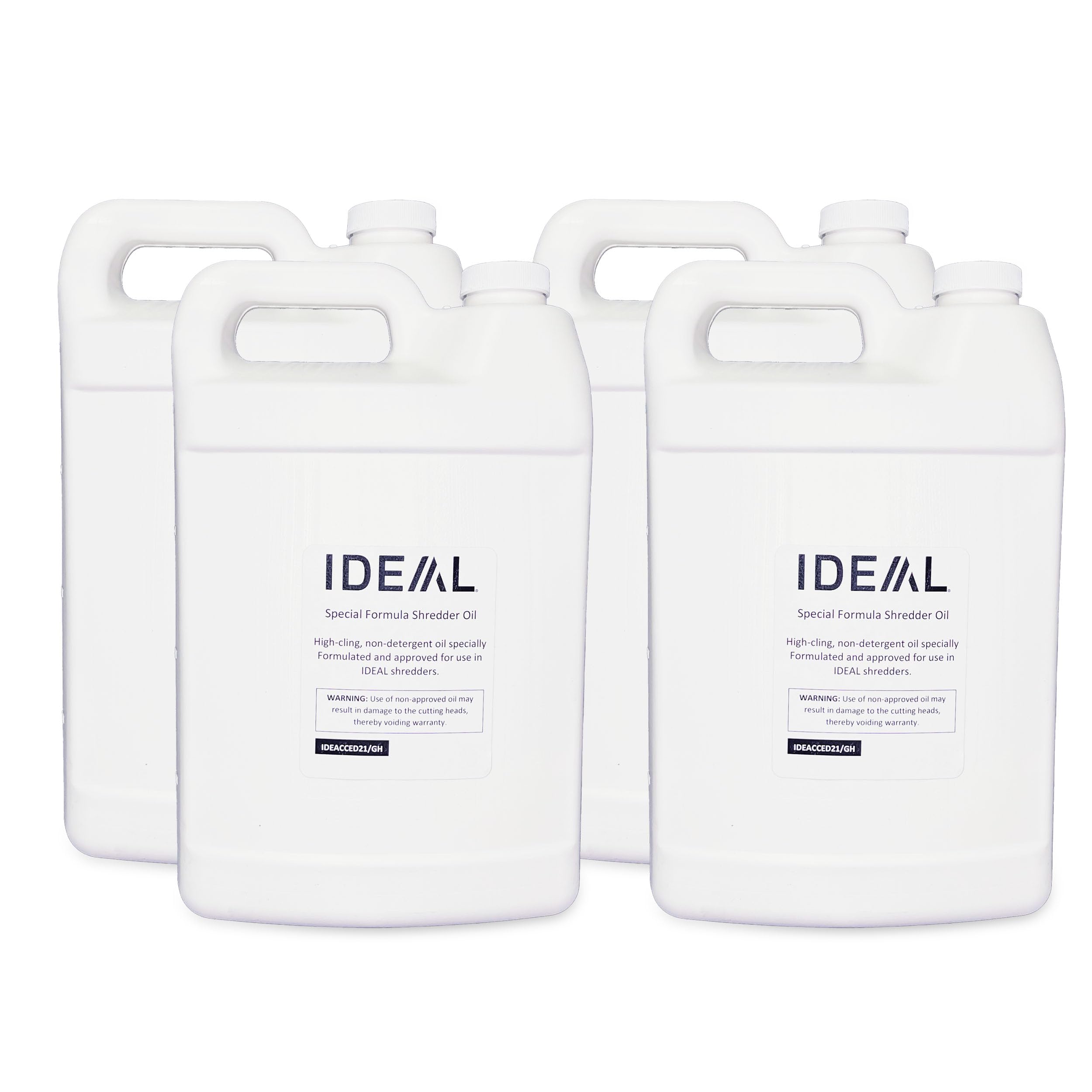 IDEAL High-Cling Lubricating Oil for Shredders - 4 Pack (1 Gallon Each) | Non-Toxic, Non-Detergent Formula | Extends Shredder Lifespan | Perfect for Automatic Oiler Systems | Ideal for Office & Home Paper Shredders