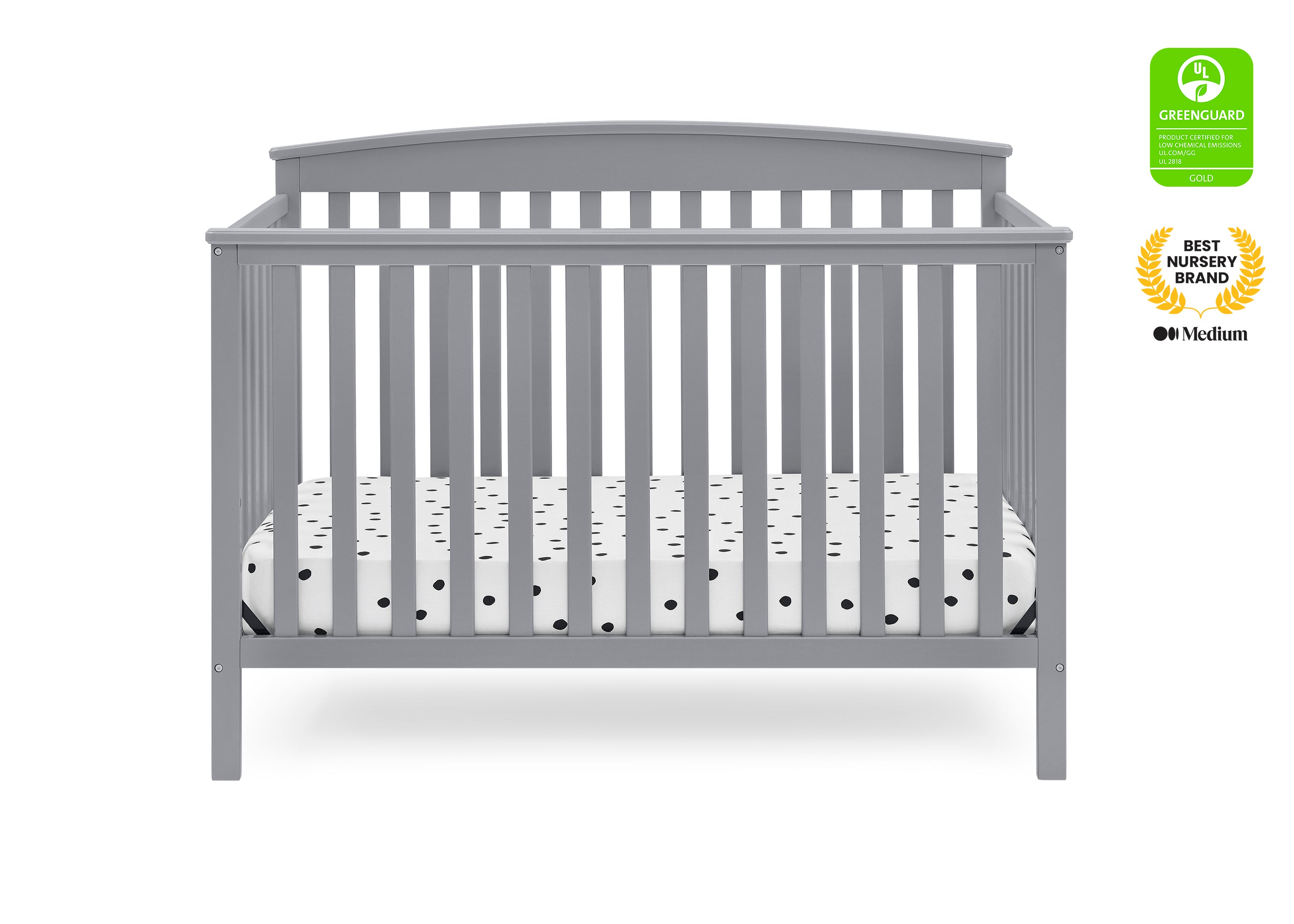 Hanover 6-in-1 Convertible Baby Crib with Mattress - Toddler to Full Size Bed - Safe & Sturdy Nursery Furniture for Newborns to Teens - Perfect for Bedrooms, Daycares & Guest Rooms