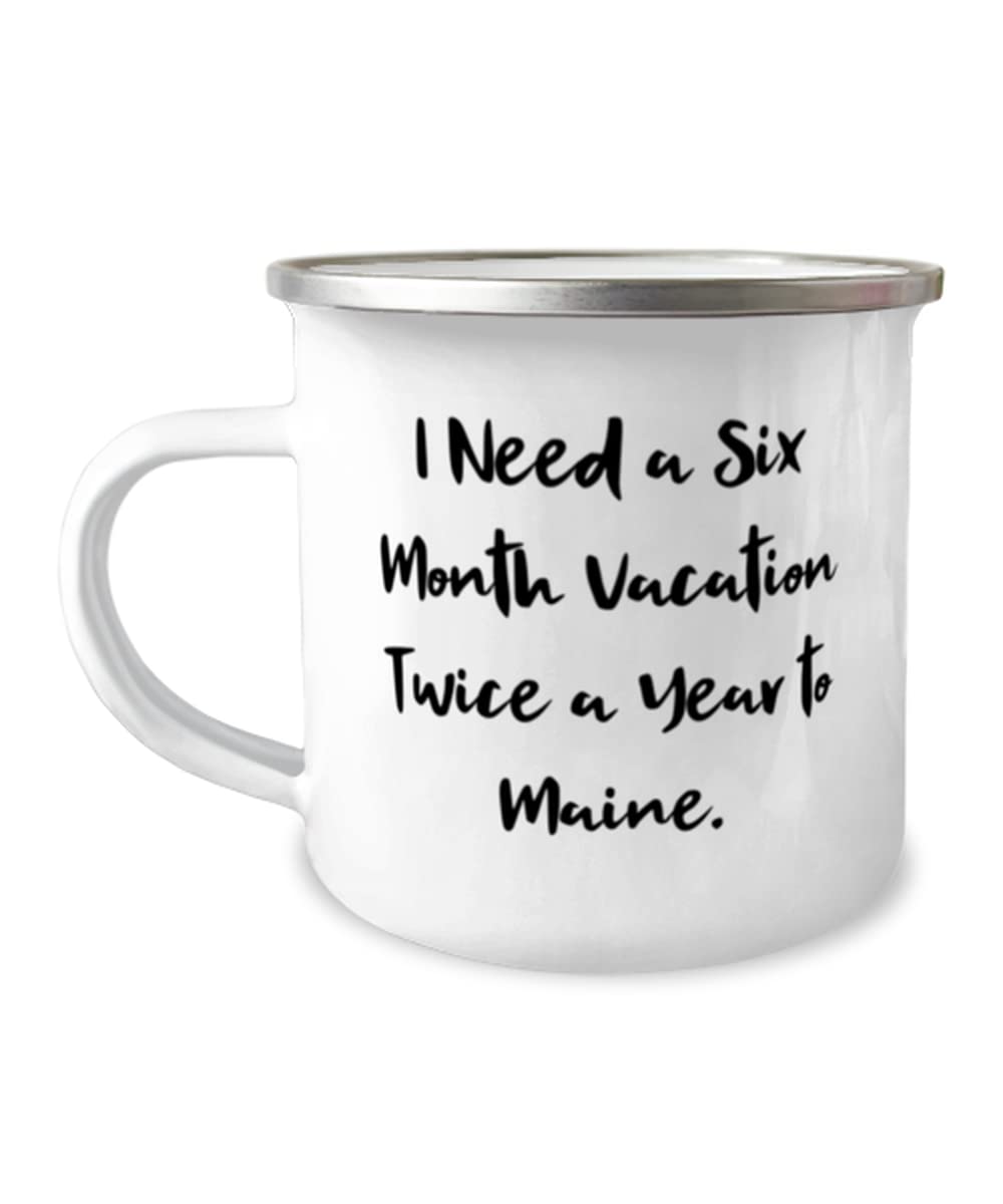 Funny Maine Vacation Gifts - 12oz Cute Camper Mug for Coffee & Tea Lovers - Perfect for Camping, Road Trips & Holiday Presents
