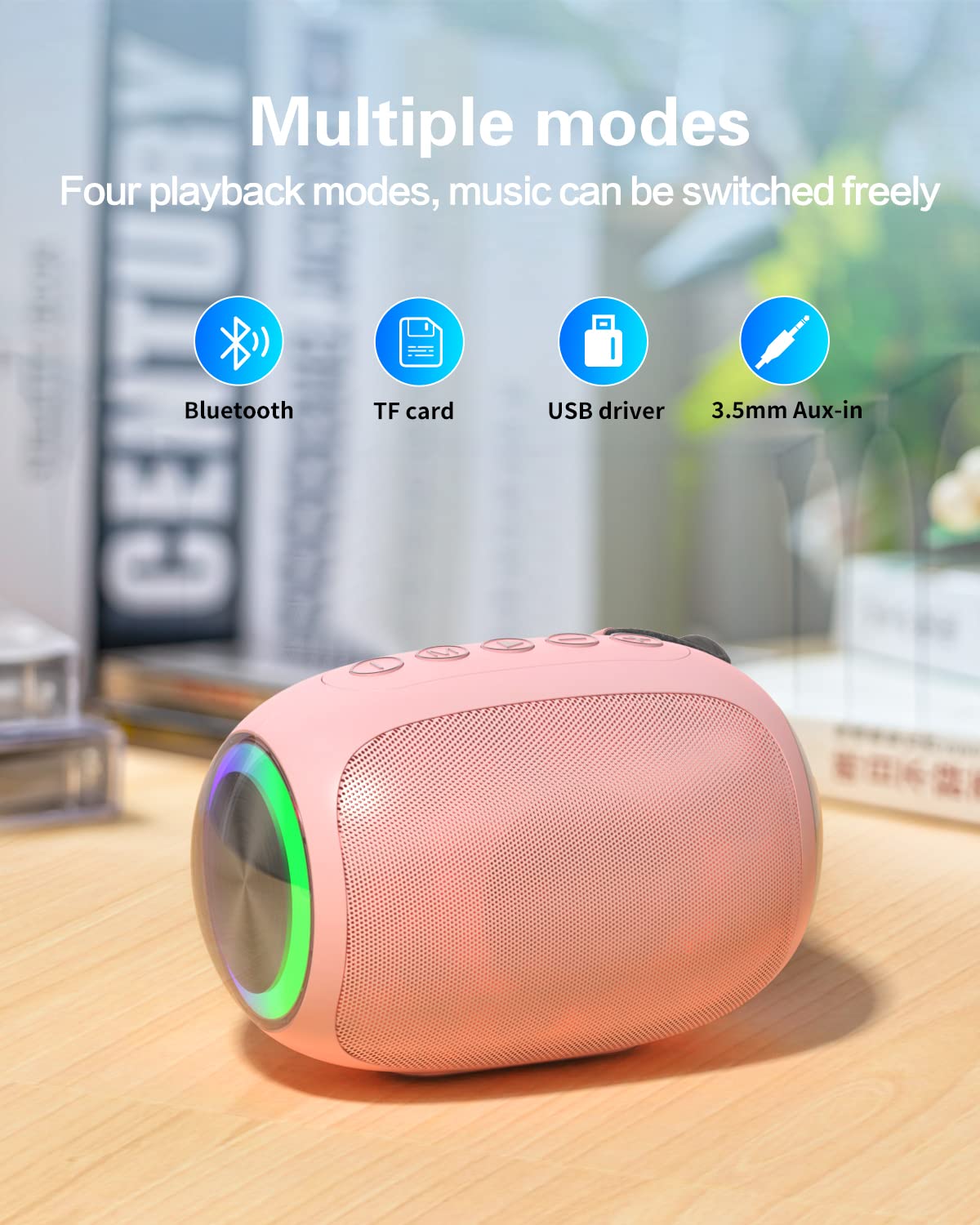 Bluetooth Speakers A66 - 5W Portable Wireless Speakers with Clear Sound, Multi Playing Modes, Compatible with Cellphone & PC, Ideal for Home, Office, Outdoor Adventures, and Travel