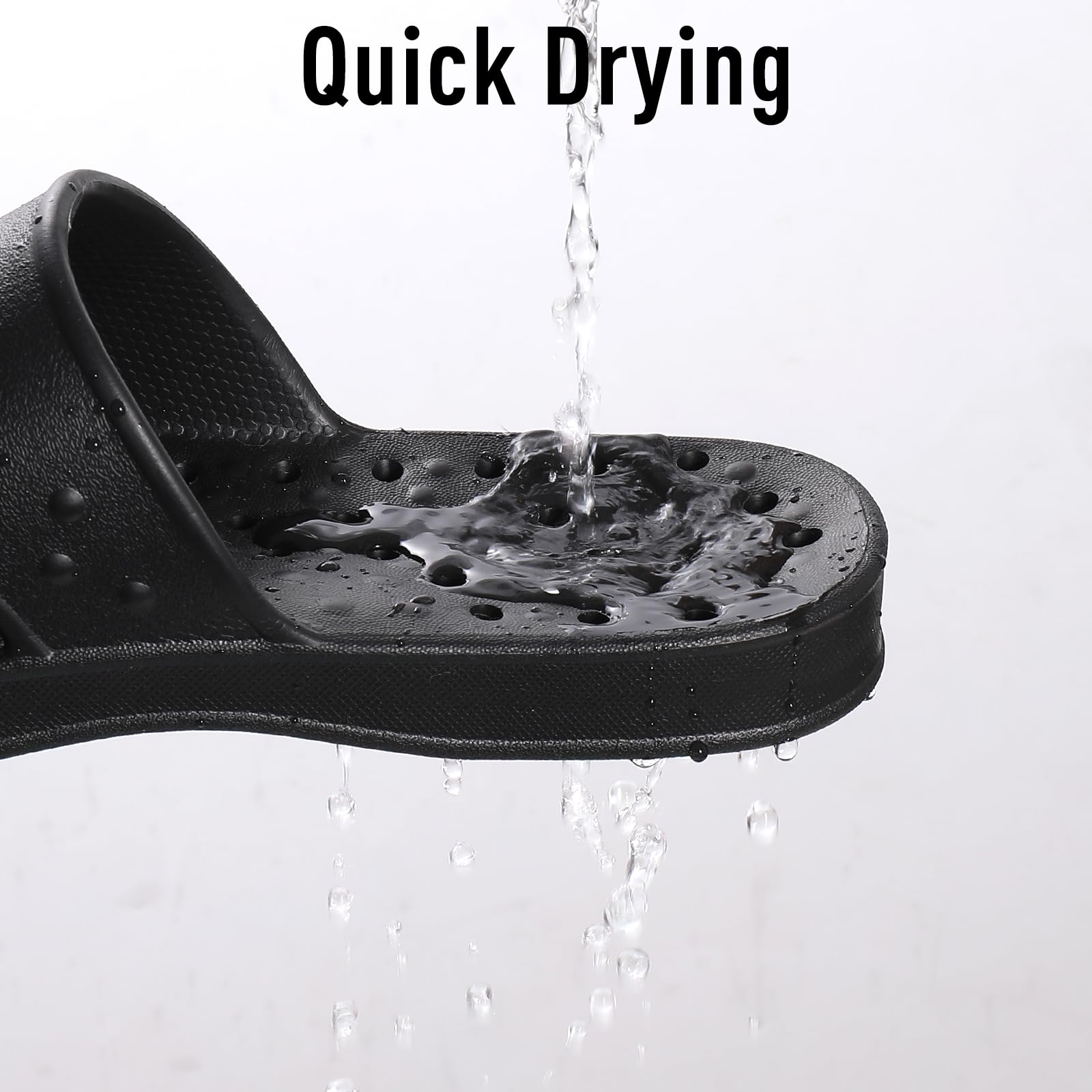 Women's Quick-Drying Shower Shoes with Arch Support - Lightweight Pool Slides & Beach Sandals with Drain Holes for Swimming, Spa, and Gym